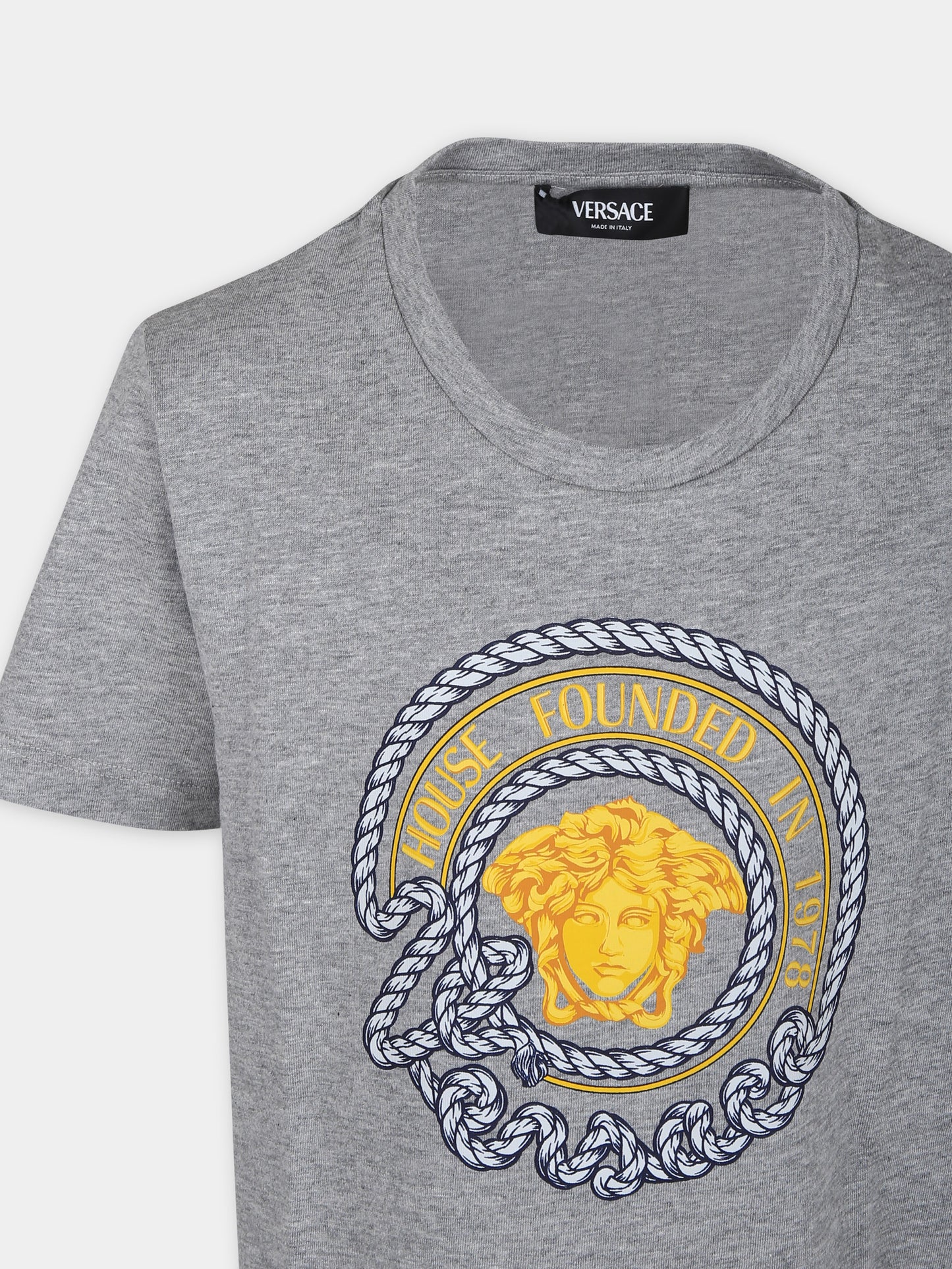 T-shirt grigia per bambino con Medusa,Versace,1000129 1A09841 2EG40