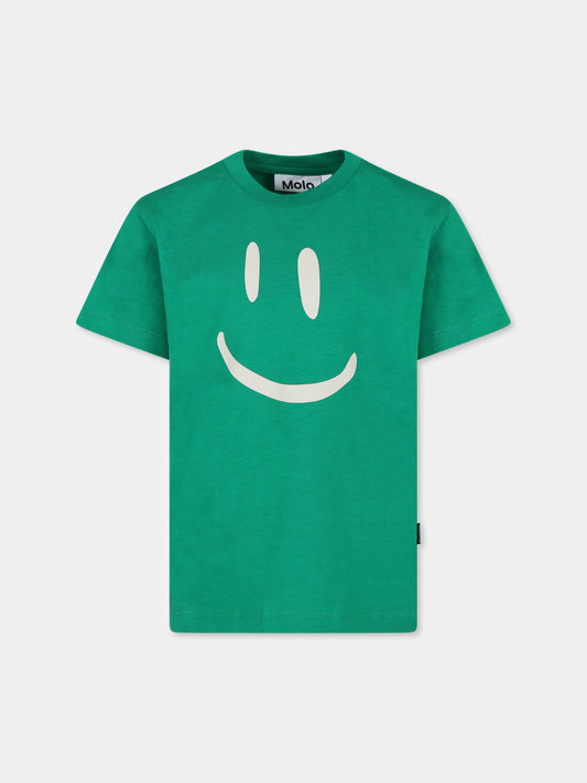 T-shirt verde per bambini con smile,Molo,6W24A201 8952