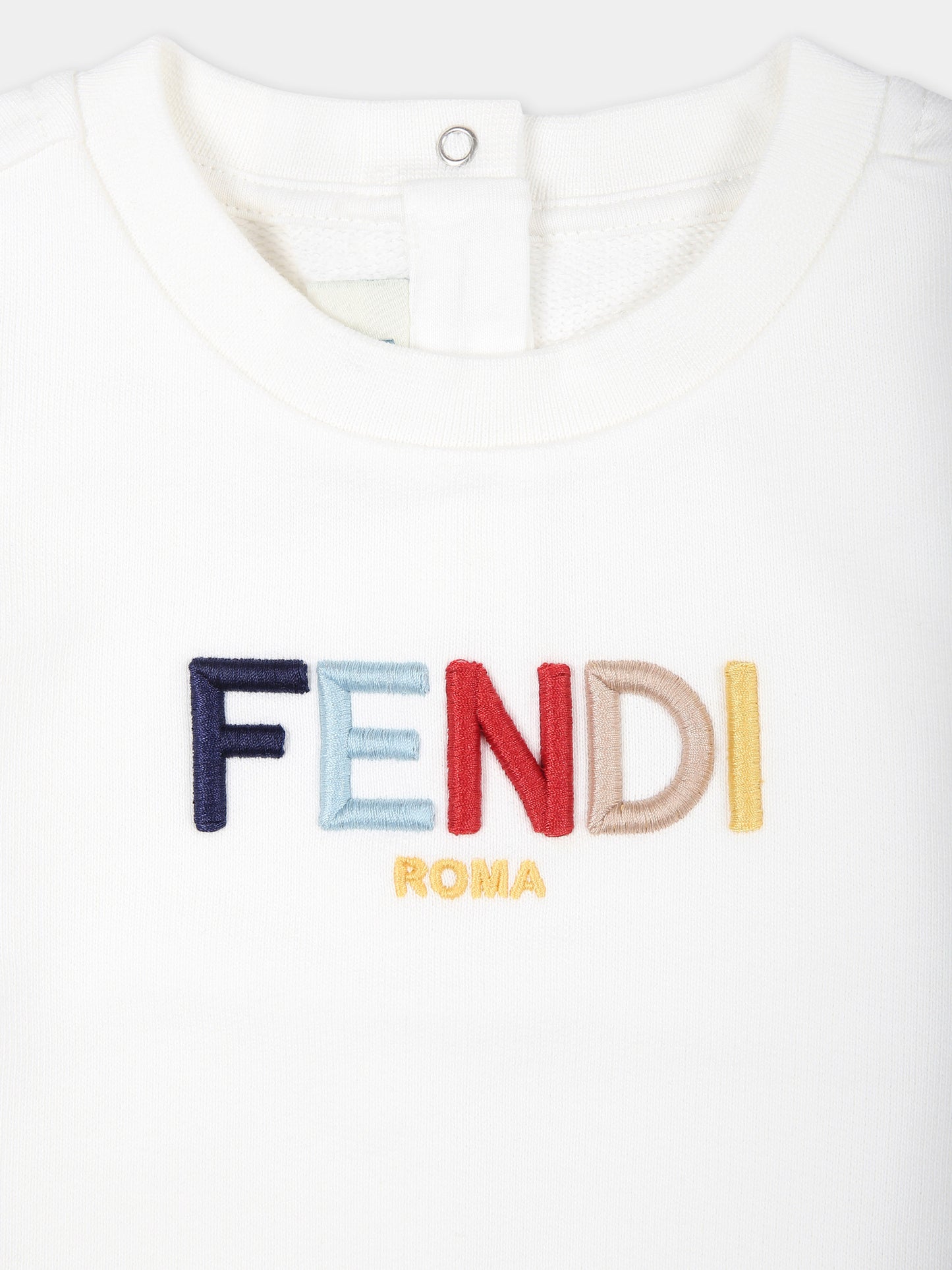 Felpa bianca per neonati con logo Fendi,Fendi Kids,BUH078 5V0 F0TU9