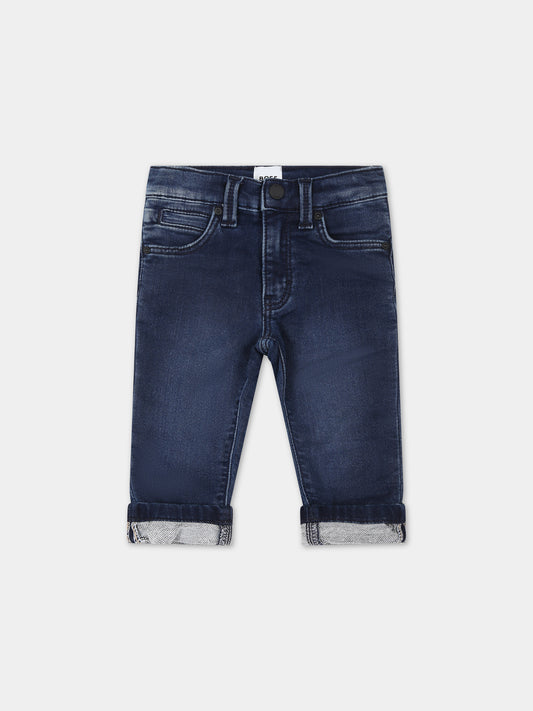 Jeans blu per neonato con logo,Boss,J04470 Z07