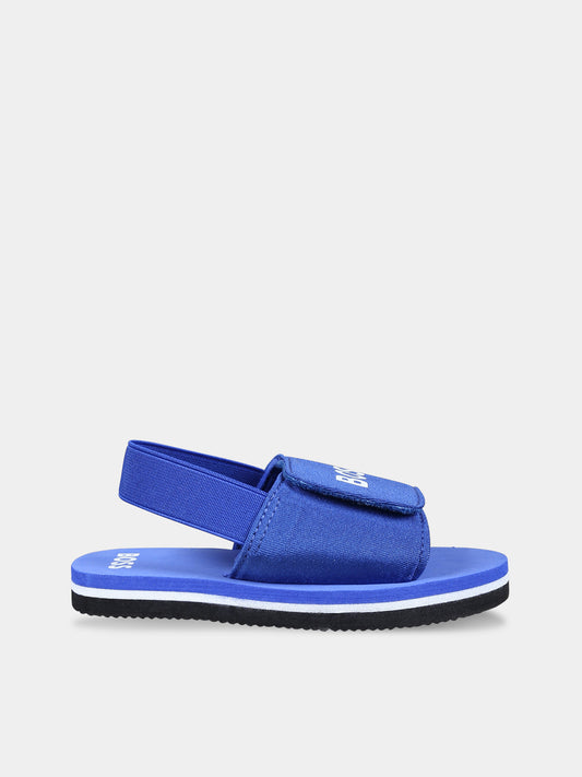 Sandali blu per bambino con logo,Boss,J09188 79B