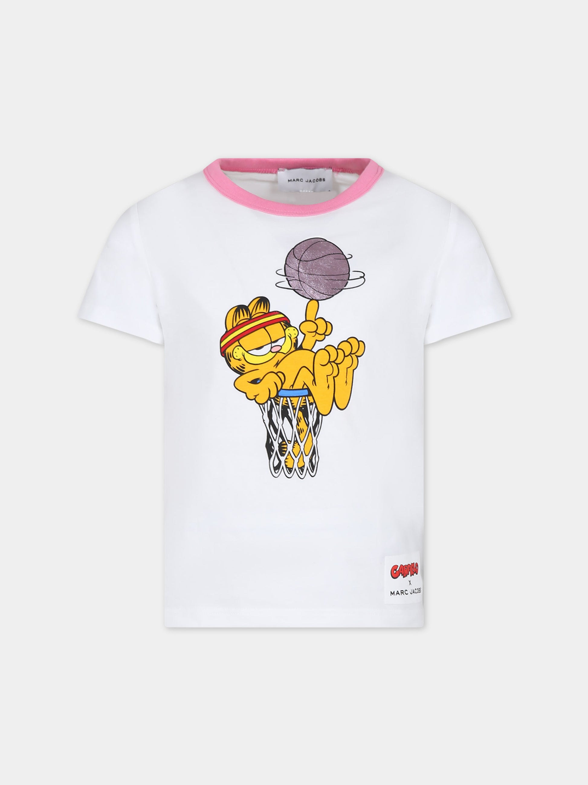 T-shirt bianca per bambina con Garfield,Marc Jacobs,W15652 10P