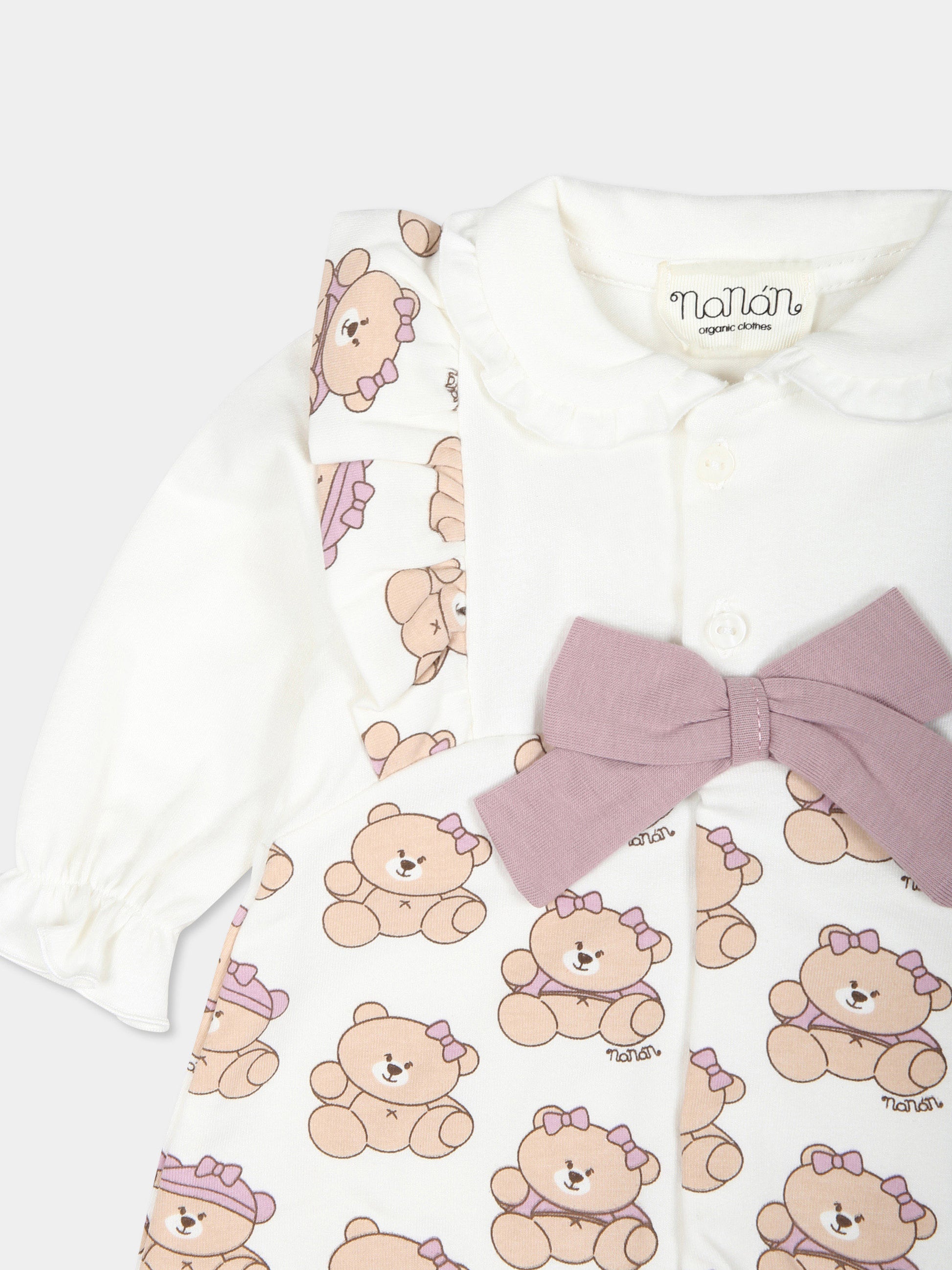 Tutina avorio per neonata con stampa orso,Nanan,I24482B