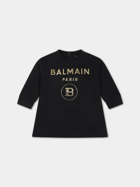 Vestito nero per neonata con logo,Balmain Kids,6Q1800 F0015 930