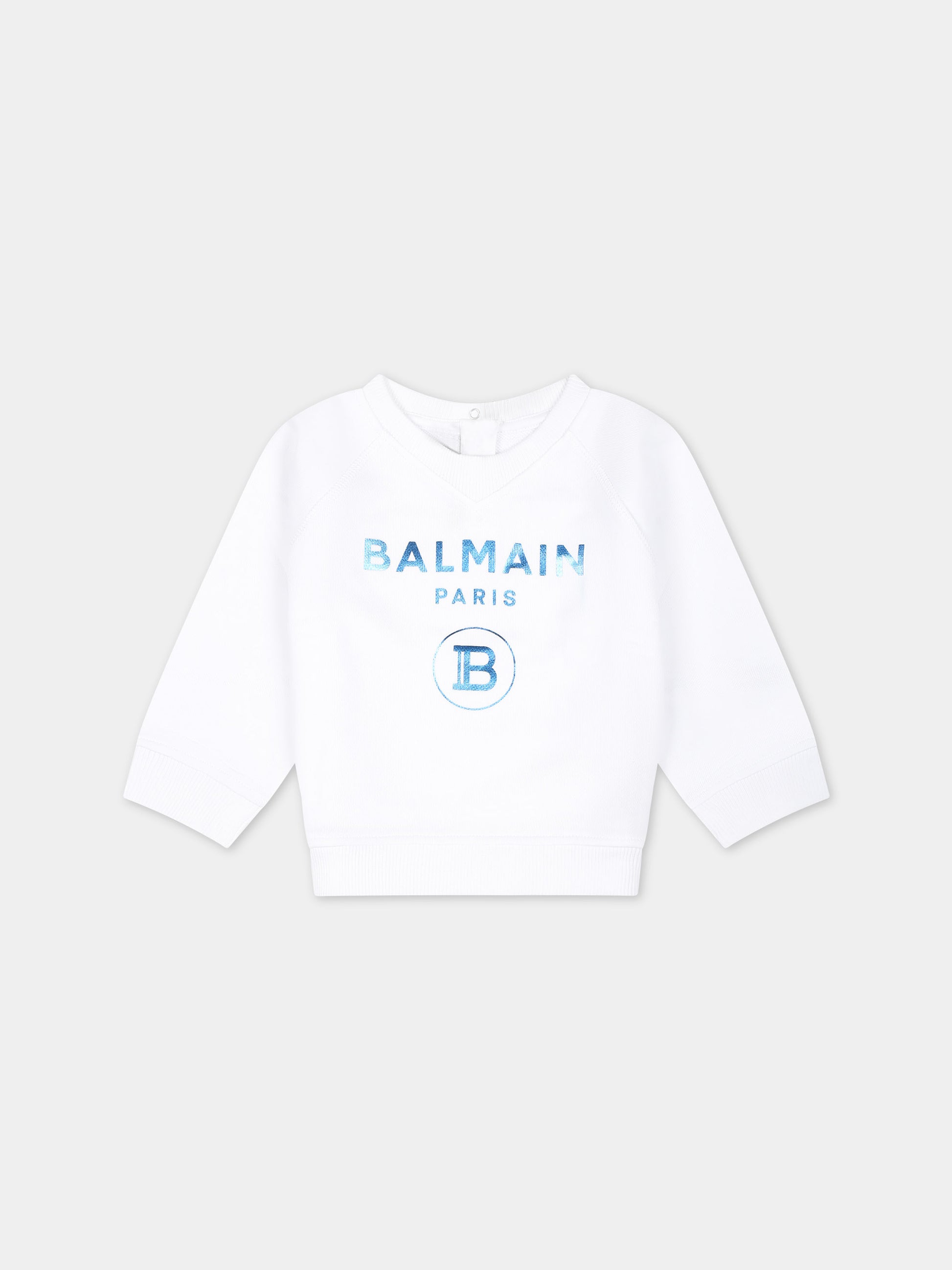 Felpa bianca per neonati con logo,Balmain Kids,6Q4A20 Z0001 100AZ