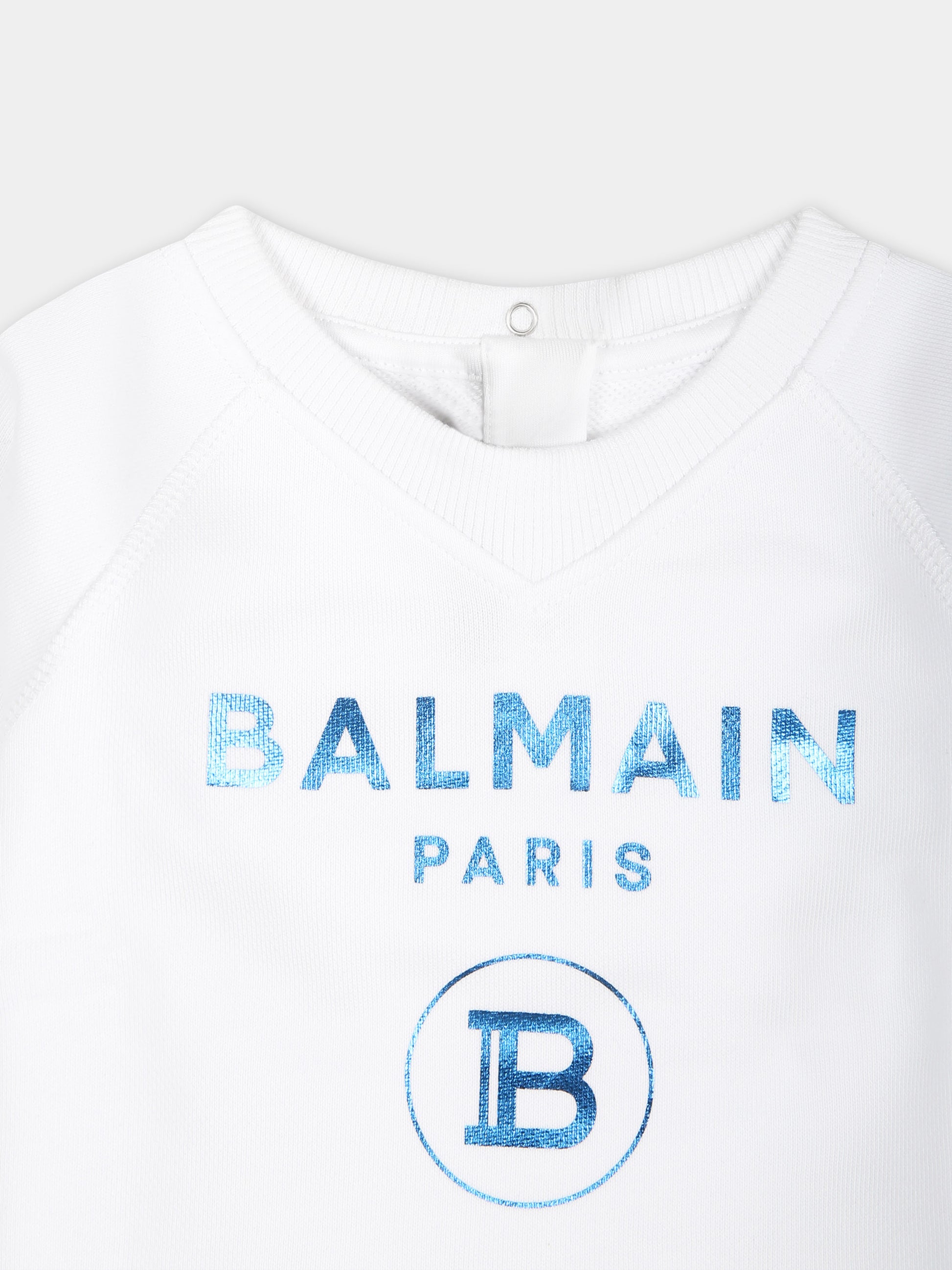 Felpa bianca per neonati con logo,Balmain Kids,6Q4A20 Z0001 100AZ