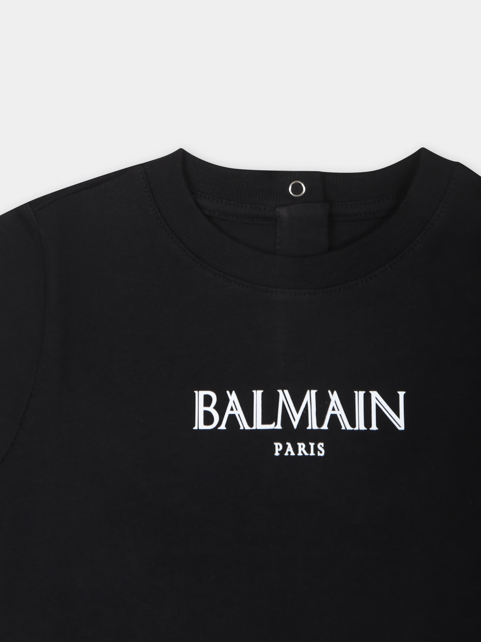 T-shirt nera per neonati con logo,Balmain Kids,BT8671 Z1751 930BC