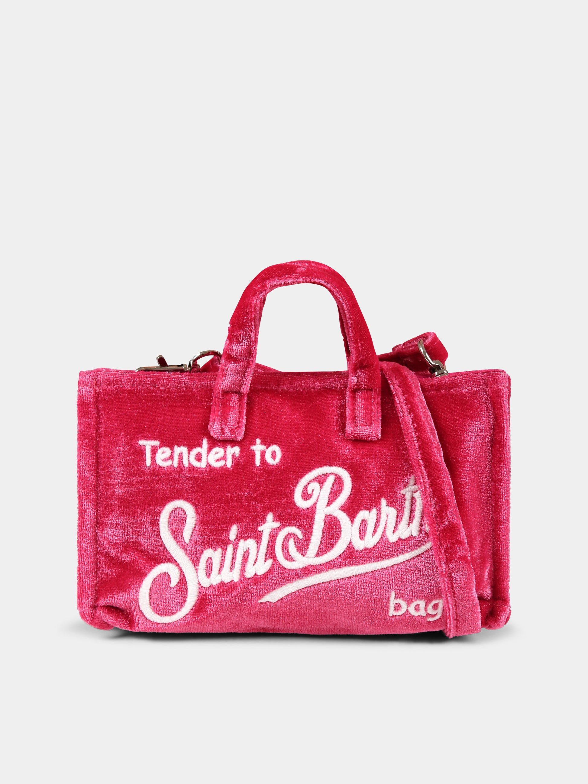 Borsa porta cellulare fucsia per bambina con logo,Mc2 Saint Barth,PHONE001 - 01341G