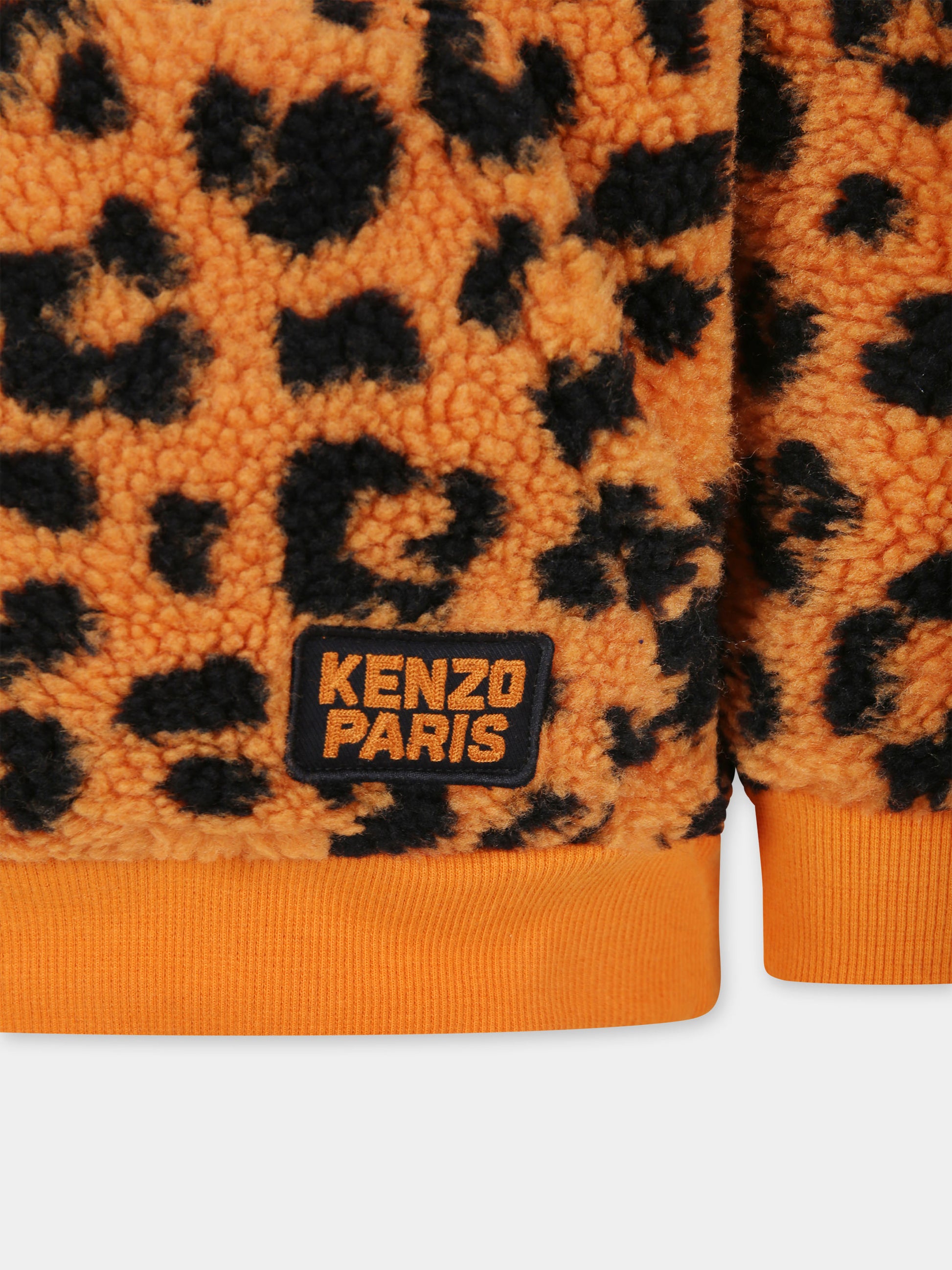 Felpa arancione per bambina con stampa maculata,Kenzo Kids,K60553 372