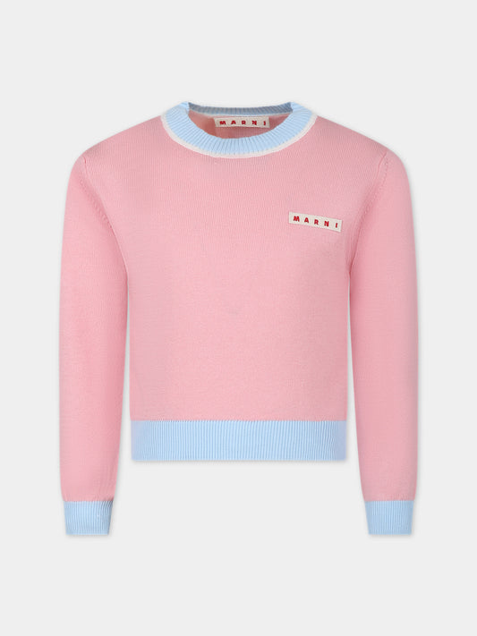 Maglione rosa per bambina con logo,Marni Kids,M01044 M00LT MK122F 0M340