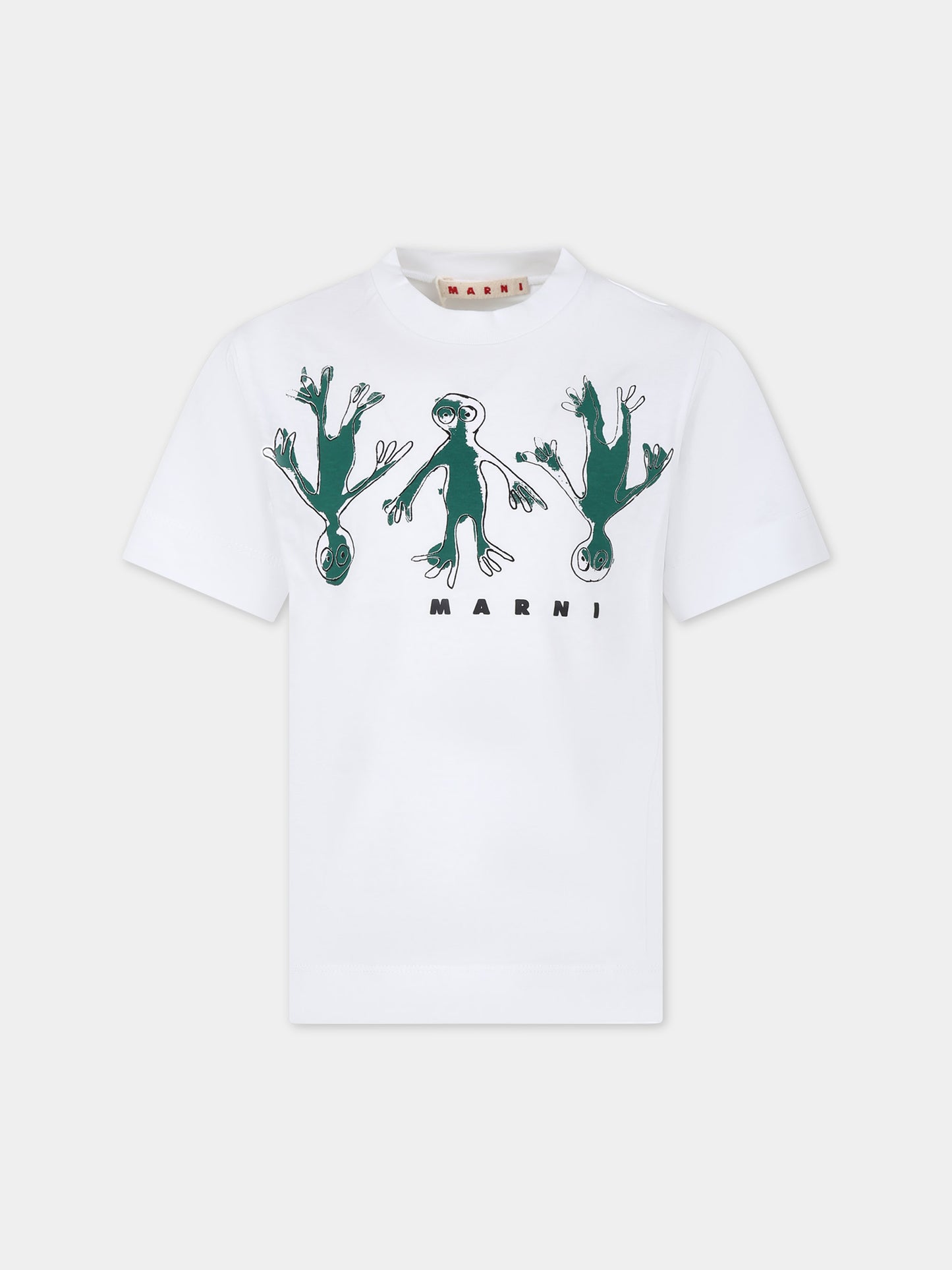 T-shirt bianca per bambini con logo e stampa,Marni Kids,M01065 M00H7 MT166U 0M100