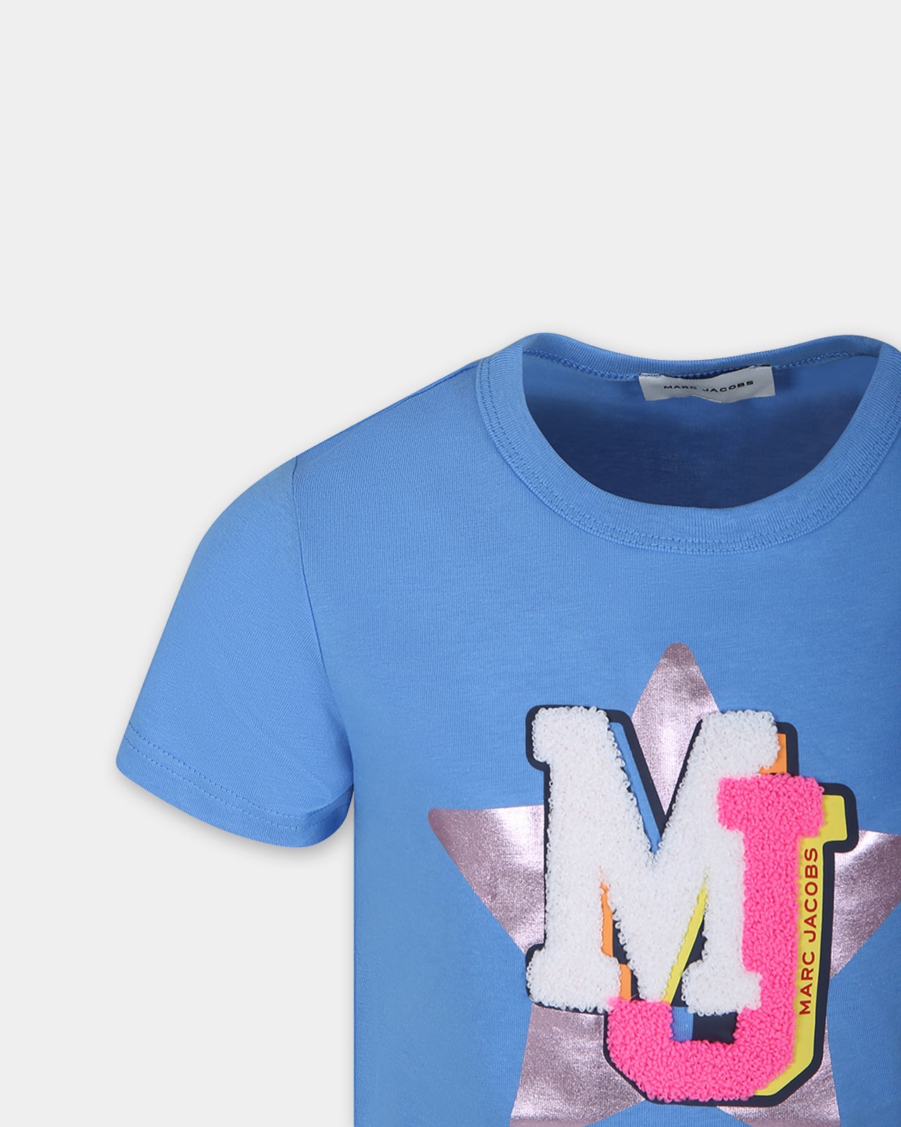 T-shirt celeste per bambina con logo e stella,Marc Jacobs,W15665 784