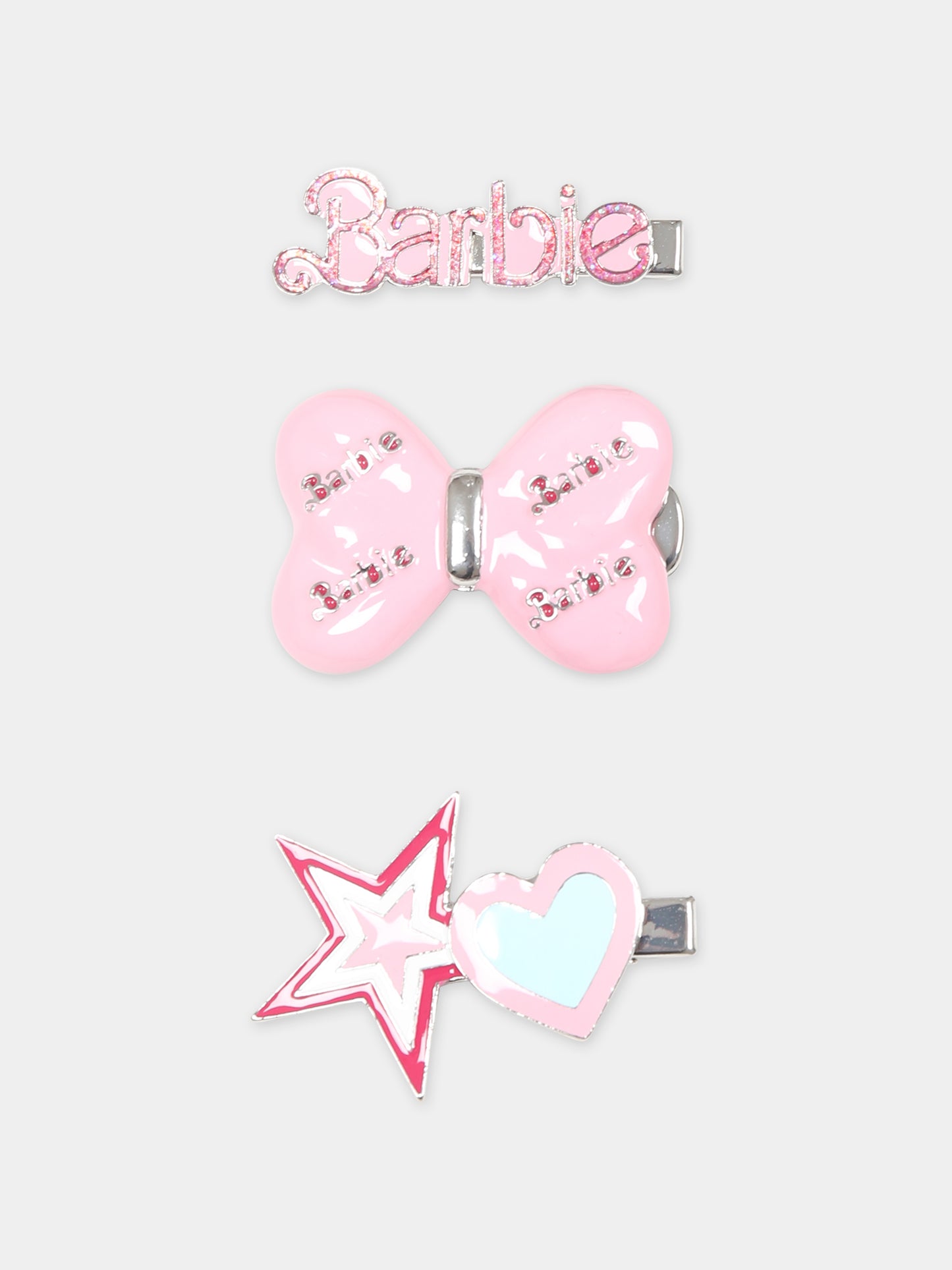 Set fermagli rosa per bambina con fiocco e stella,Monnalisa,19C021 3717 0093