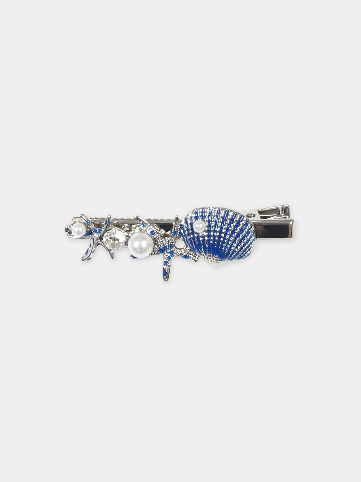 Set fermagli blu per bambina con perle e strass,Monnalisa,19C006 3717 0054