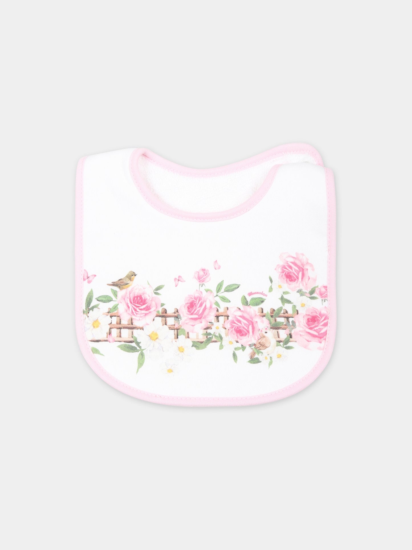 Set bianco per neonata con stampa fiori,Monnalisa,35C501 3000 0099