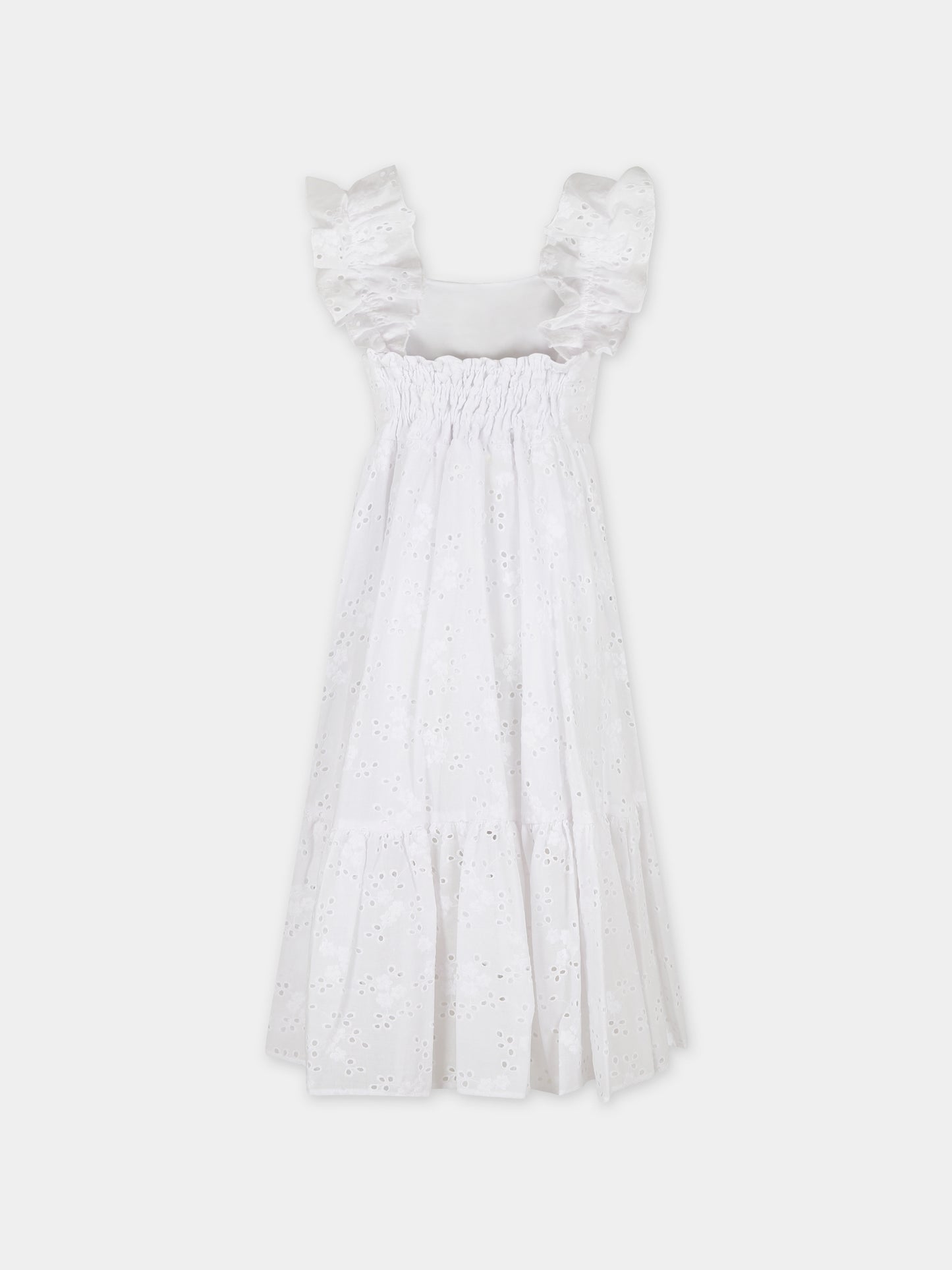 Vestito bianco per bambina con cuore,Monnalisa,11C918 3941 0099