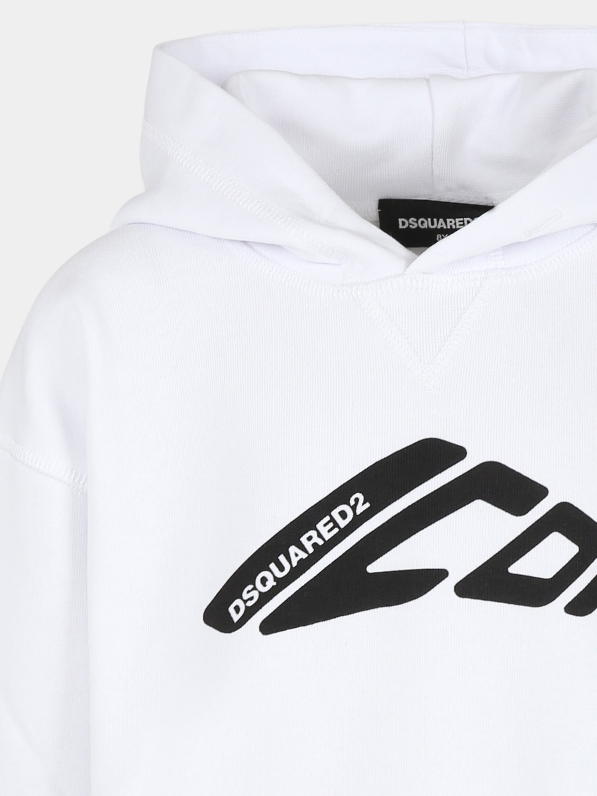 Felpa bianca per bambino con logo,Dsquared2,DQ2664 D003G D2S872U DQ100