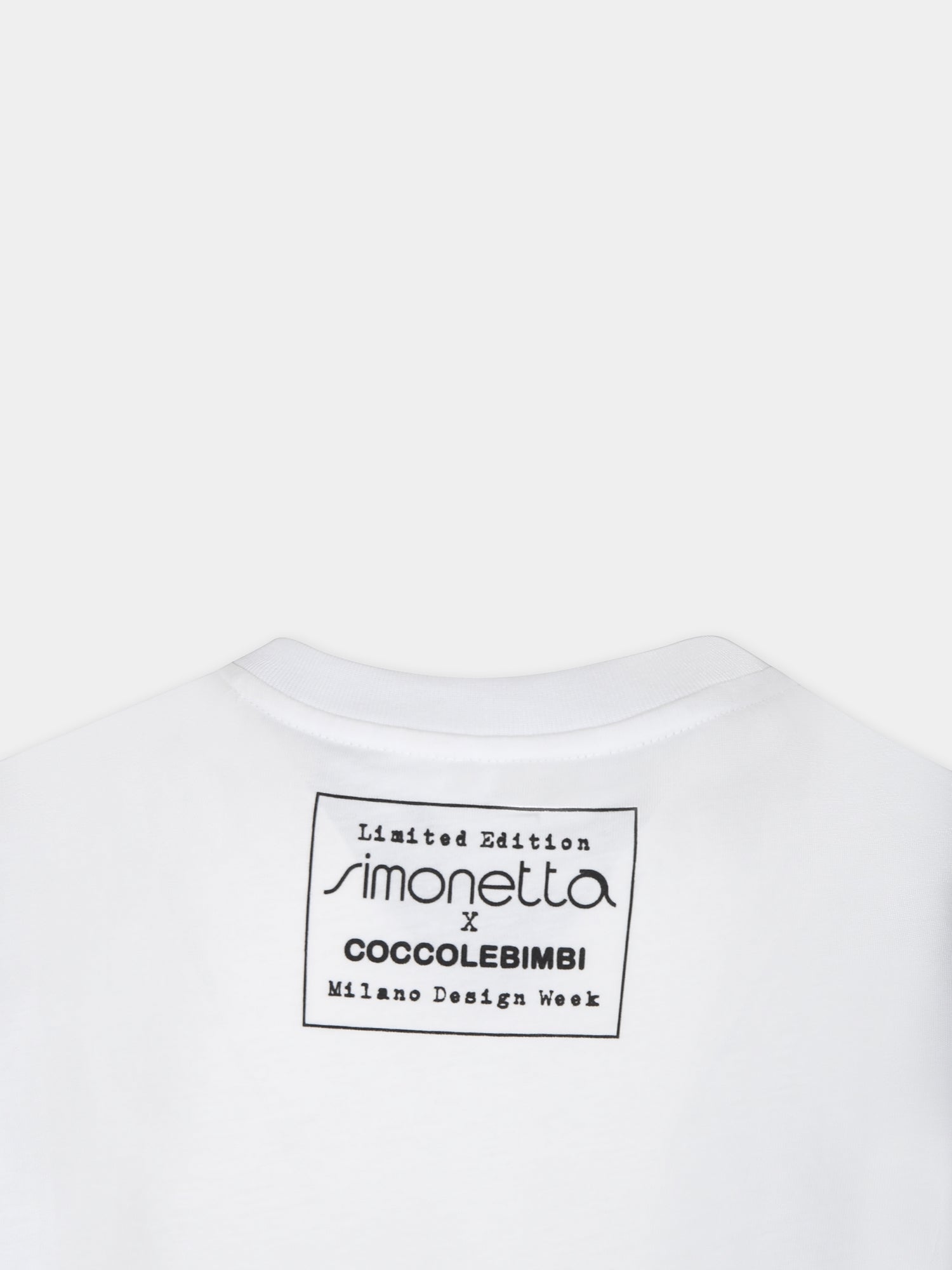 T-shirt bianca per bambina con nuvola celeste,Simonetta X Coccolebimbi,G00216 J0177 100CE