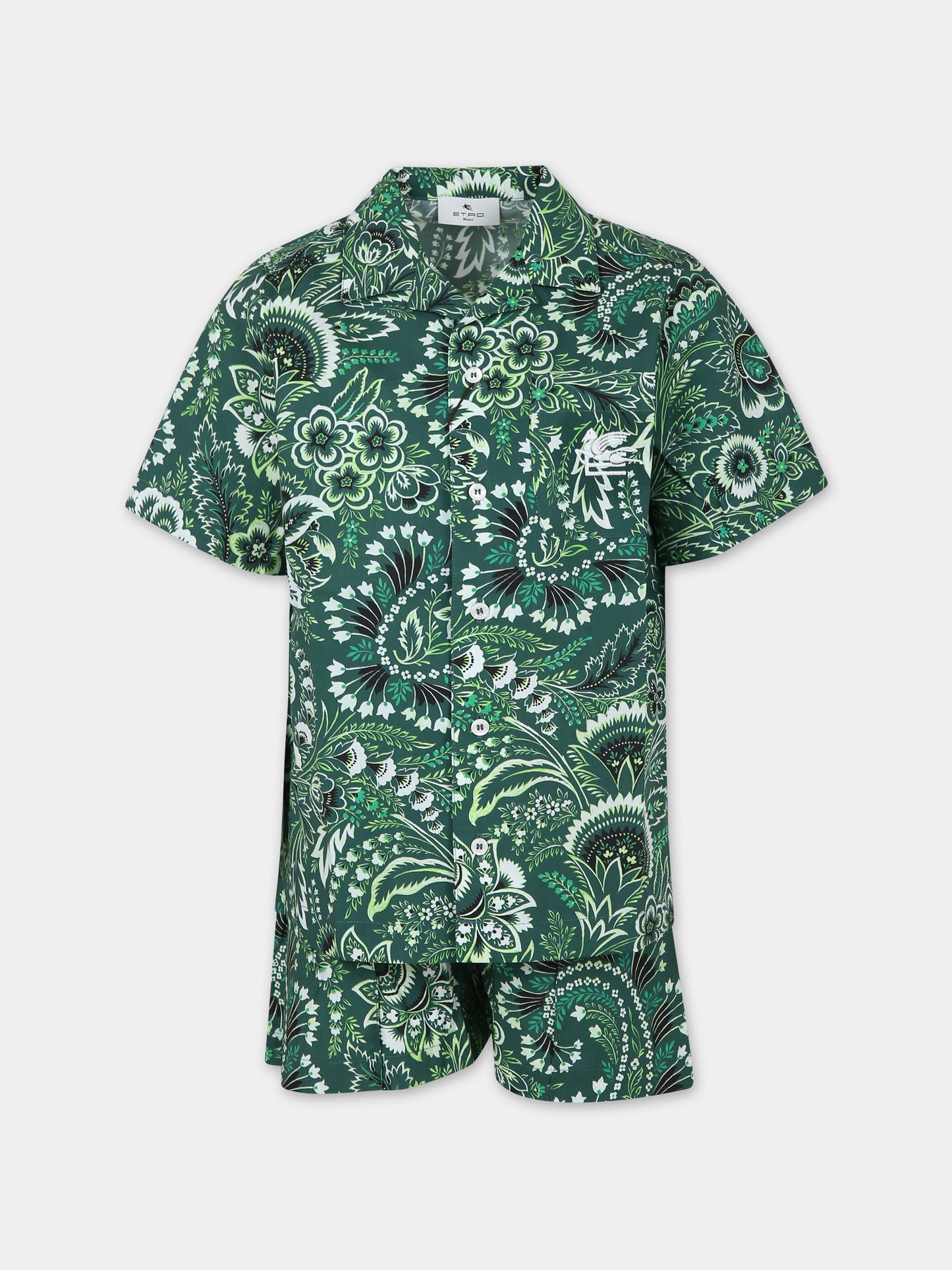 Completo verde per bambino con motivo paisley,Etro,GU3P80 P0417 719AV
