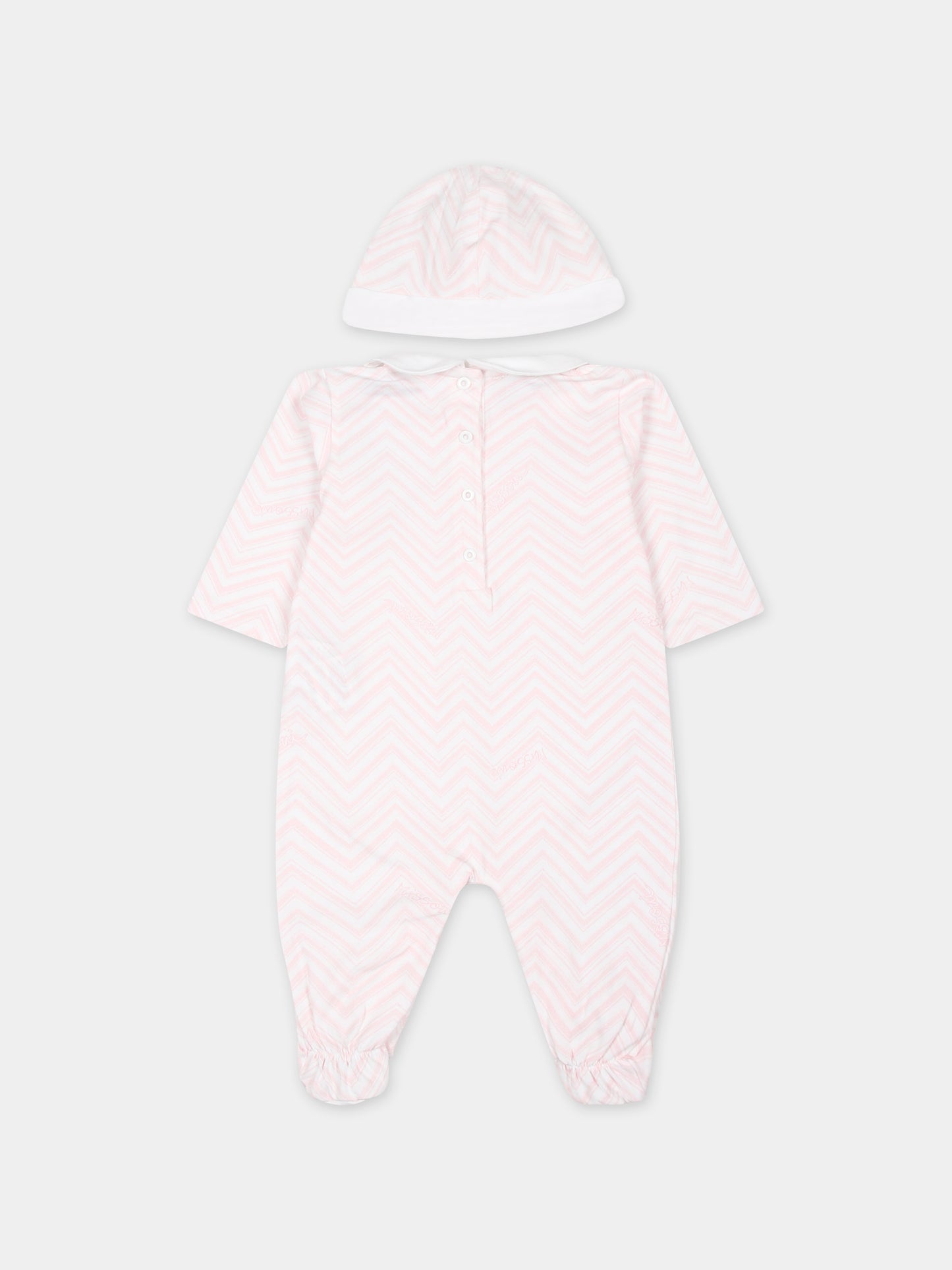 Completo bianco per neonata con motivo chevron,Missoni,MUB510 J0394 100RS