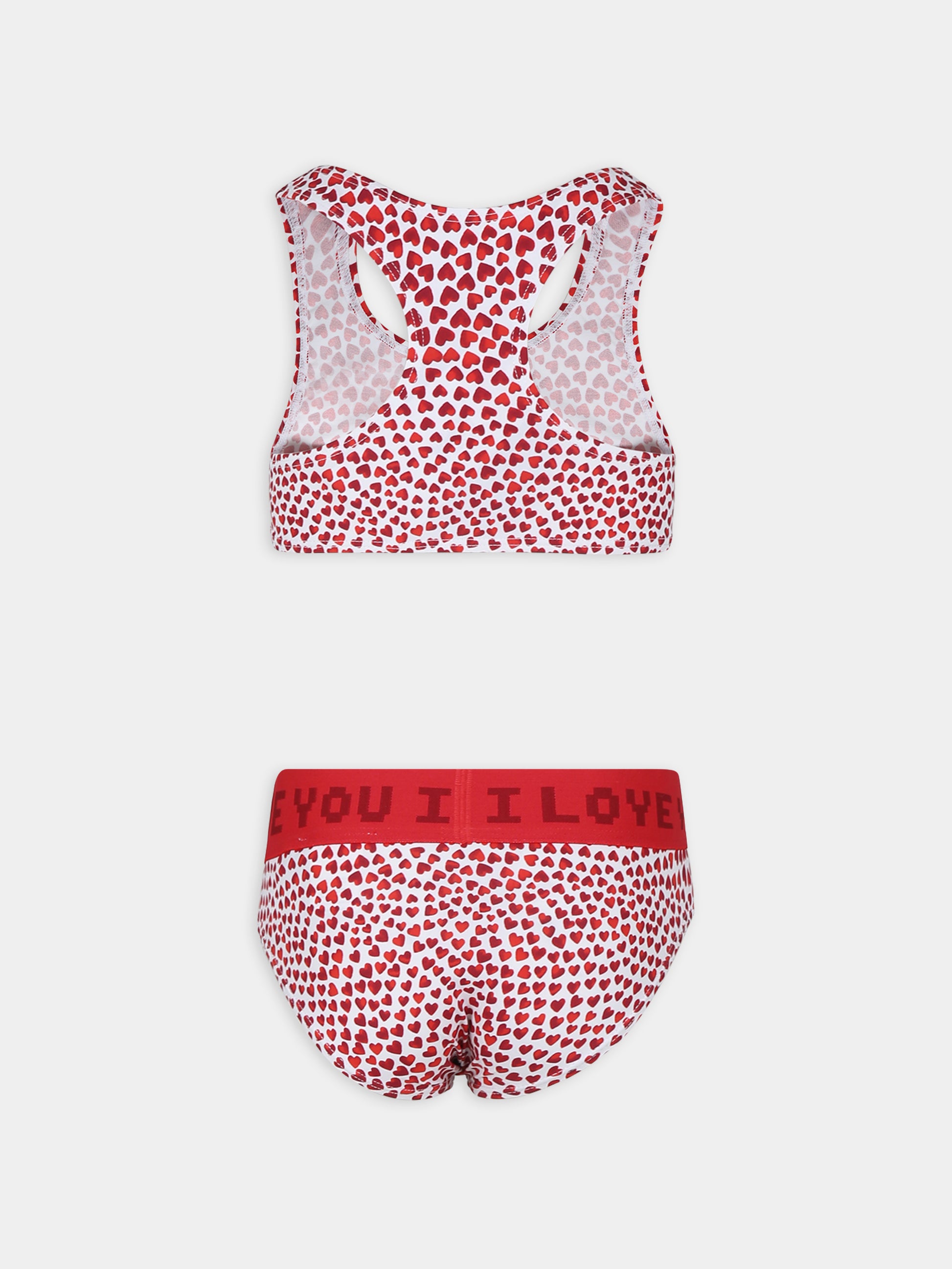 Bikini avorio per bambina con stampa cuori,Stella Mccartney Kids,TUCA55 Z1646 101RO