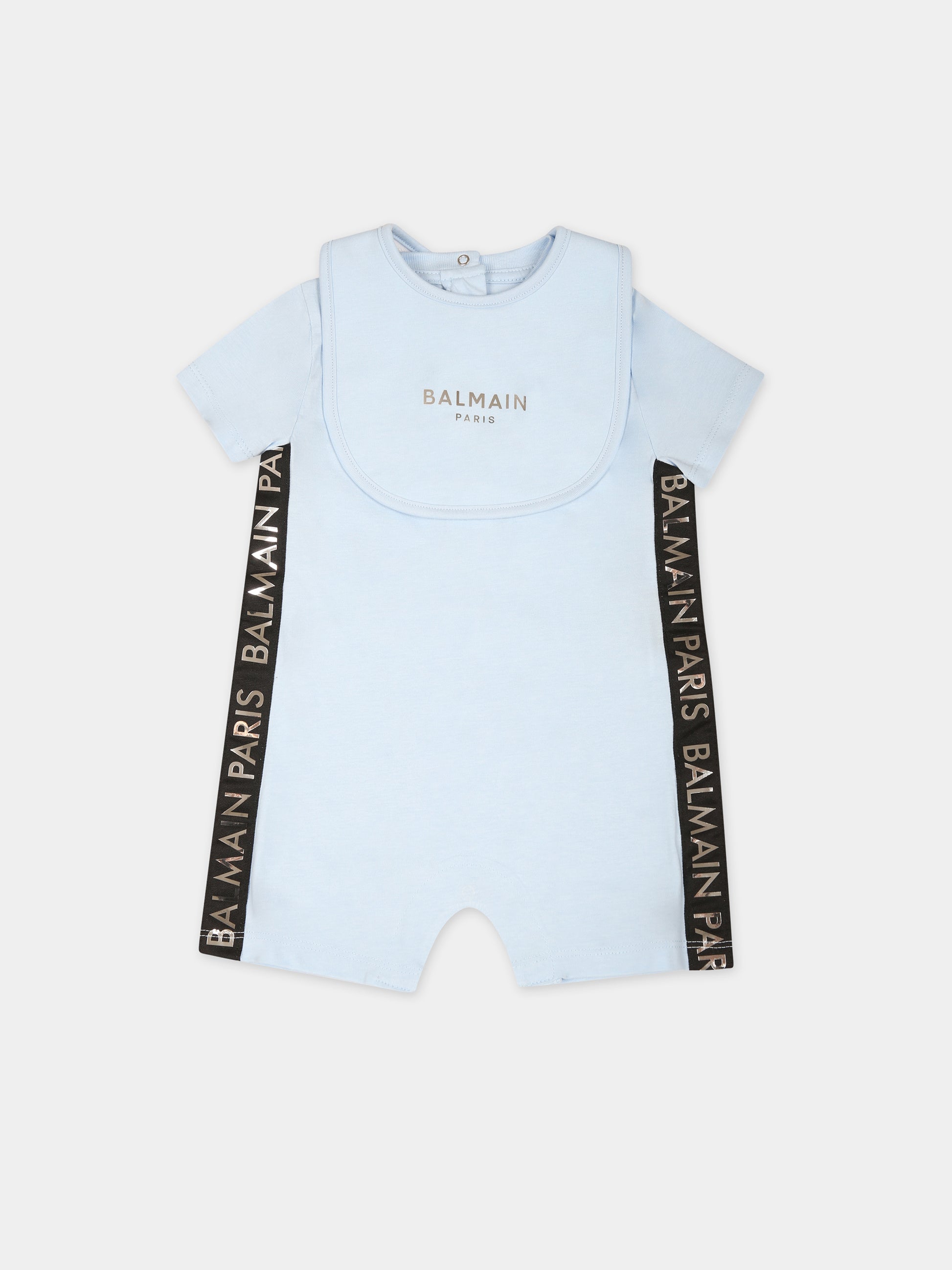 Set celeste per neonato con logo,Balmain Kids,BUB52A Z1751 684AG