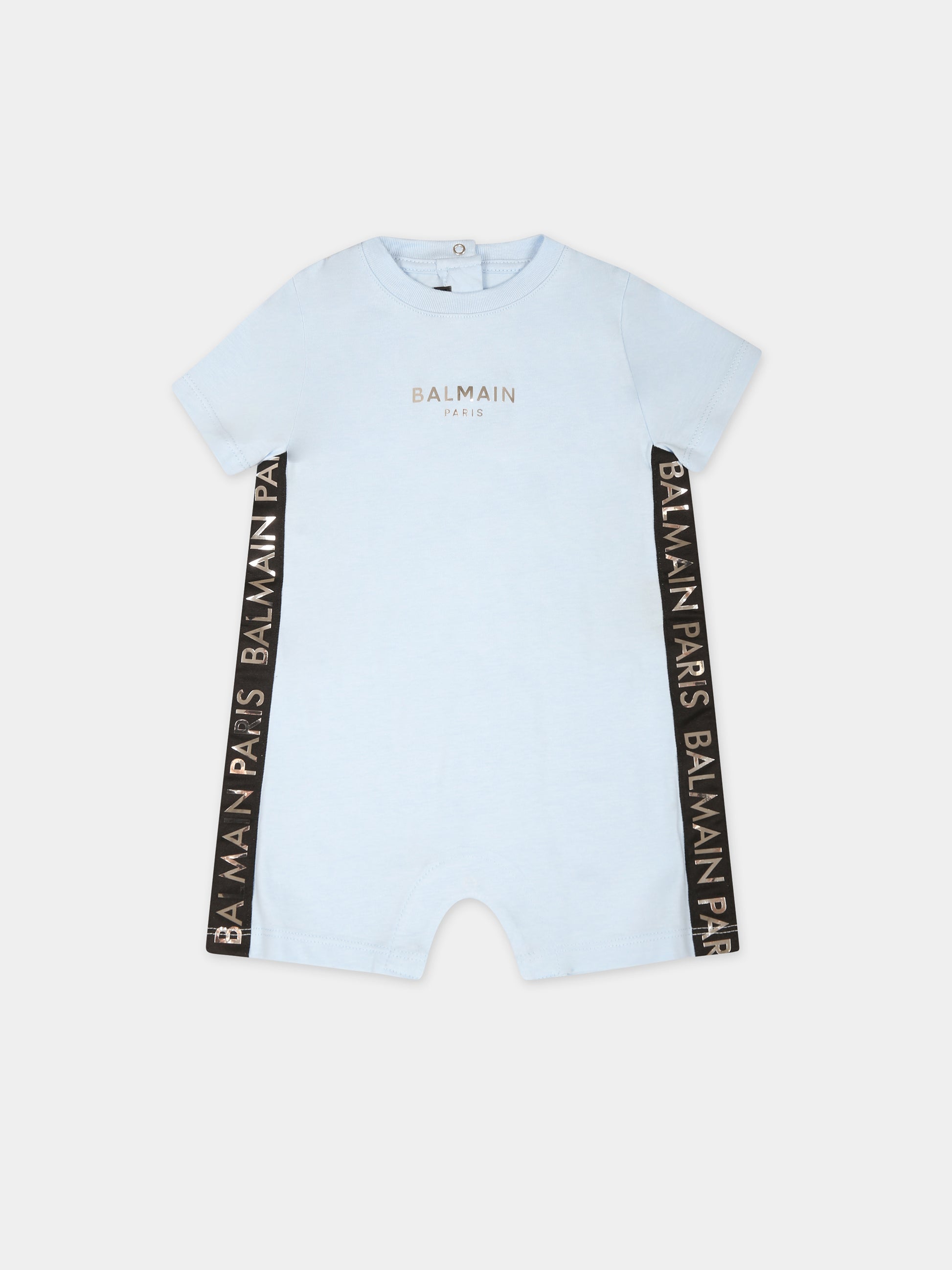 Set celeste per neonato con logo,Balmain Kids,BUB52A Z1751 684AG