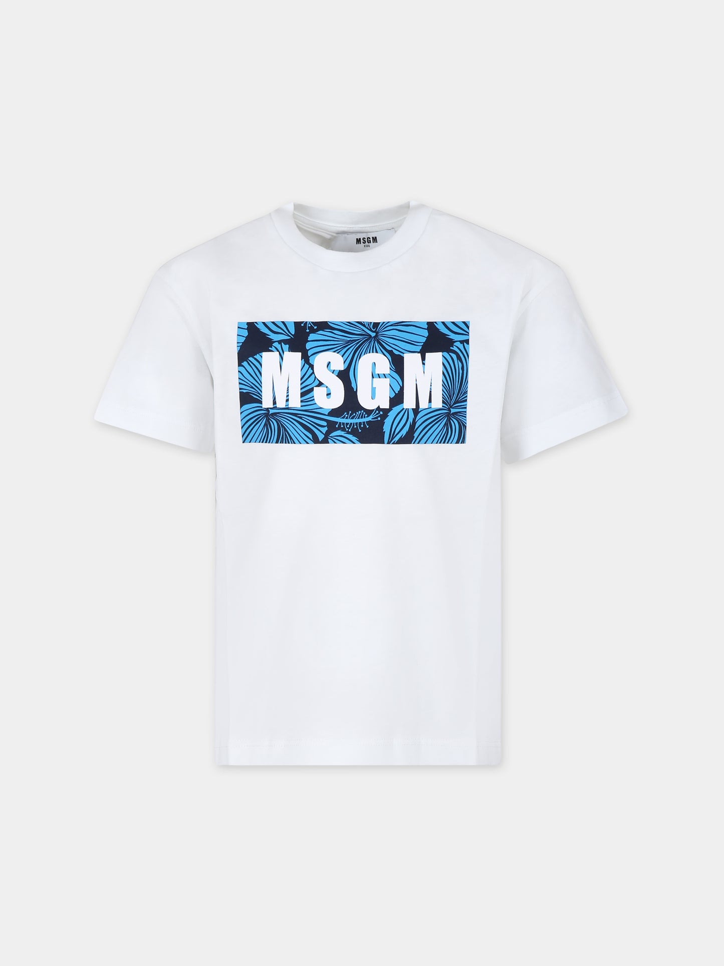 T-shirt bianca per bambino con logo,Msgm Kids,S4MSJBTH257 001