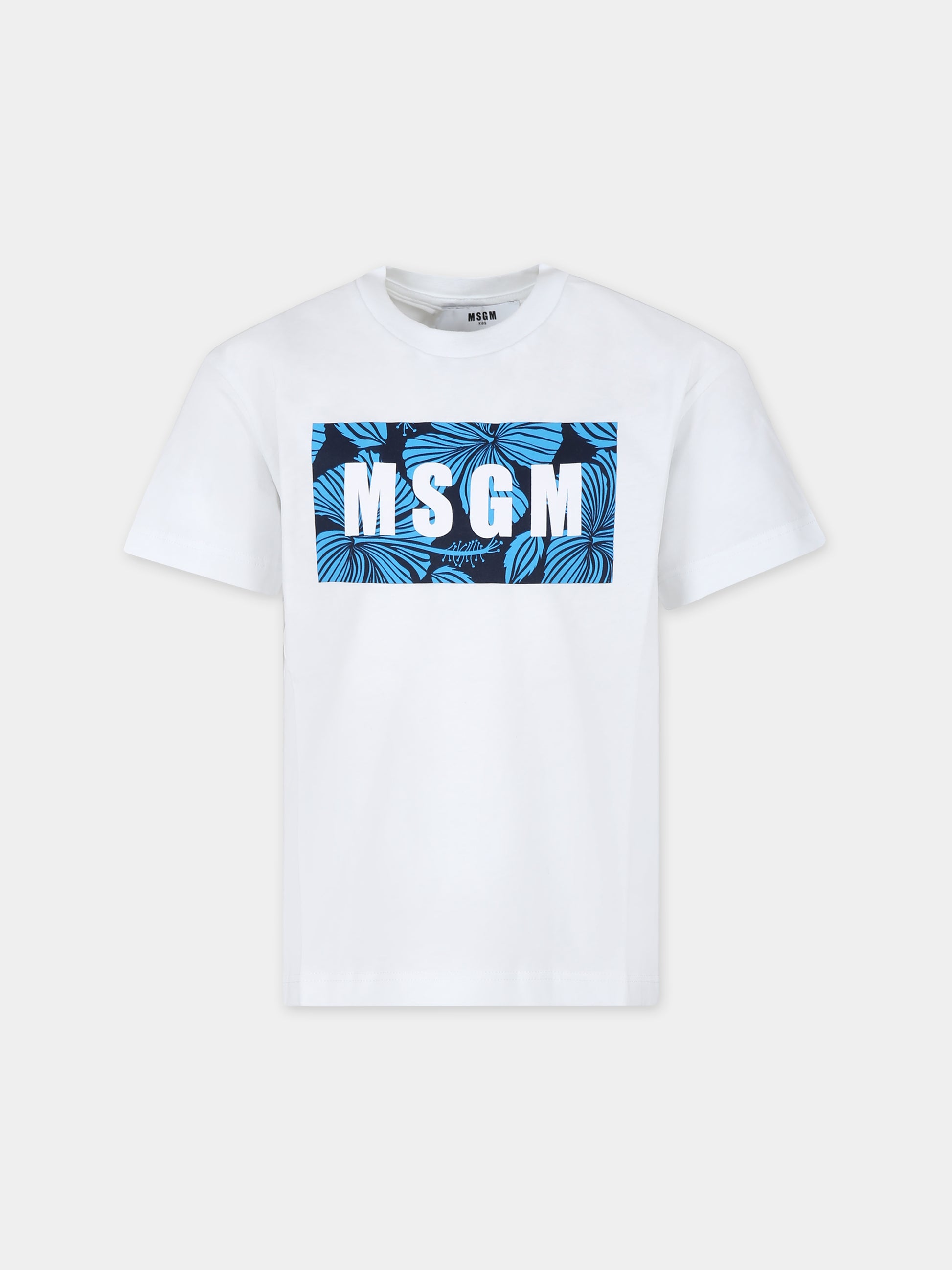 T-shirt bianca per bambino con logo,Msgm Kids,S4MSJBTH257 001