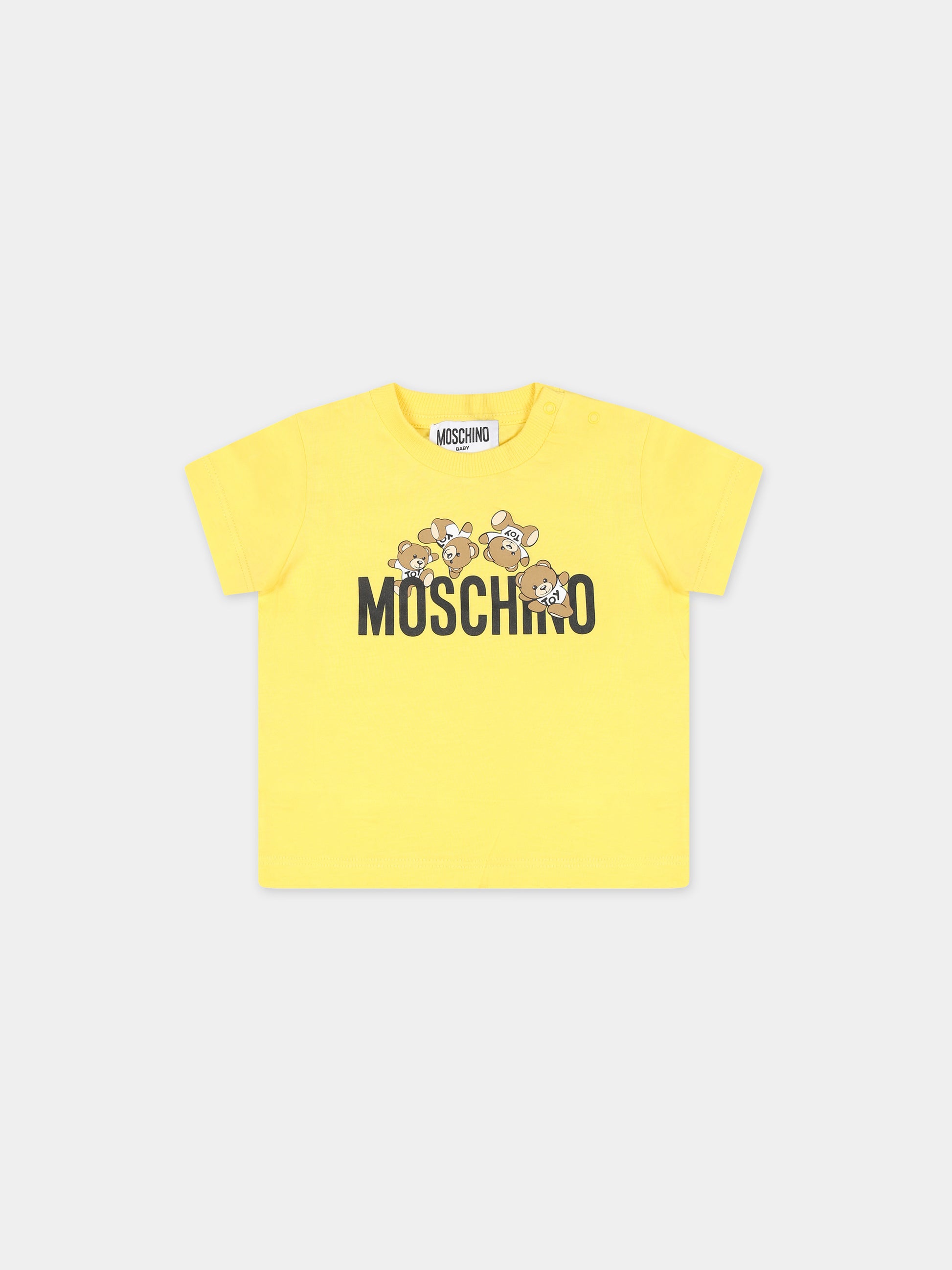 T-shirt gialla per neonati con Teddy Bears,Moschino Kids,MWM032 LAA03 50162