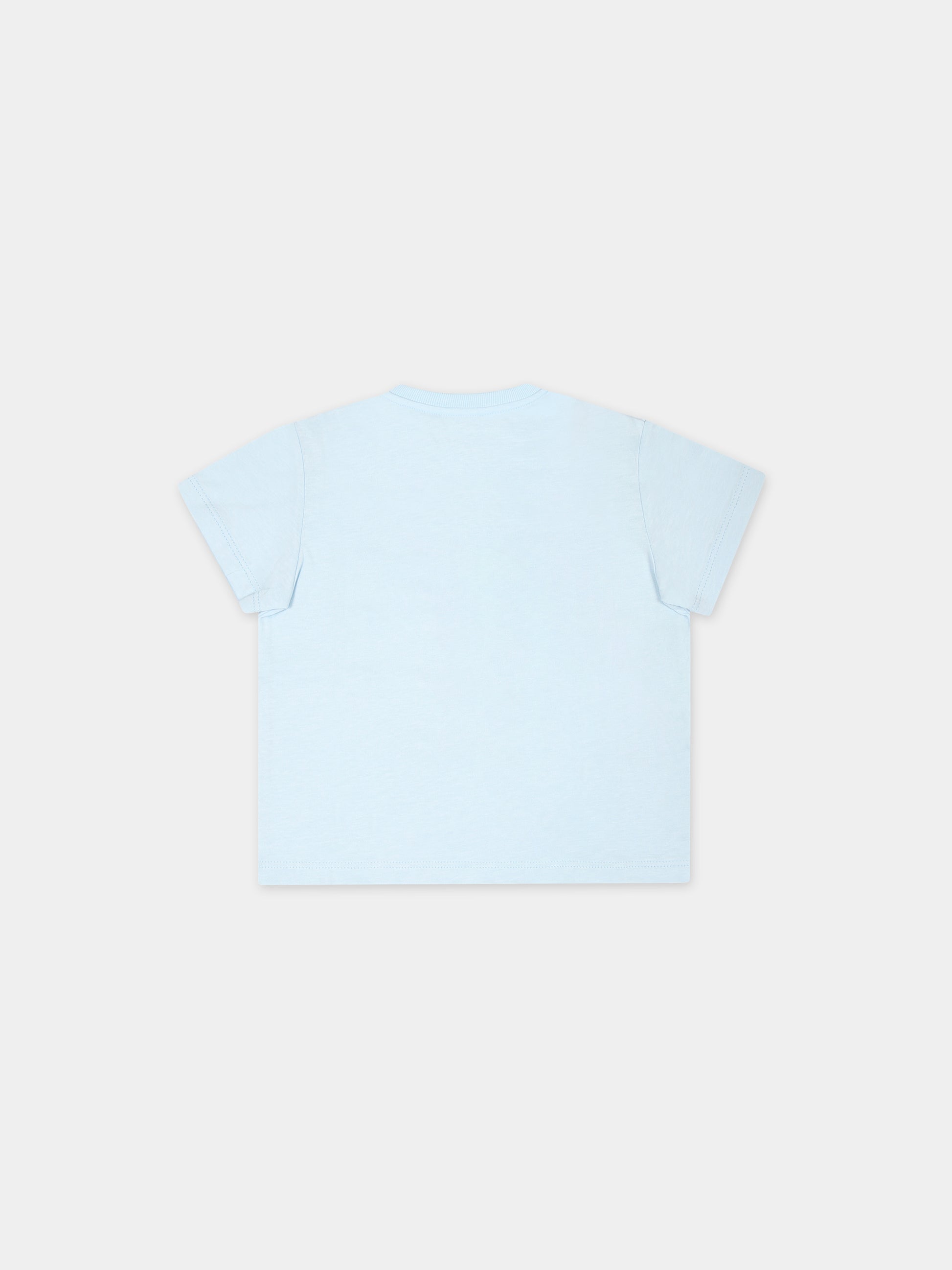 T-shirt celeste per neonato con Teddy Bear e cactus,Moschino Kids,MXM032 LAA02 40304