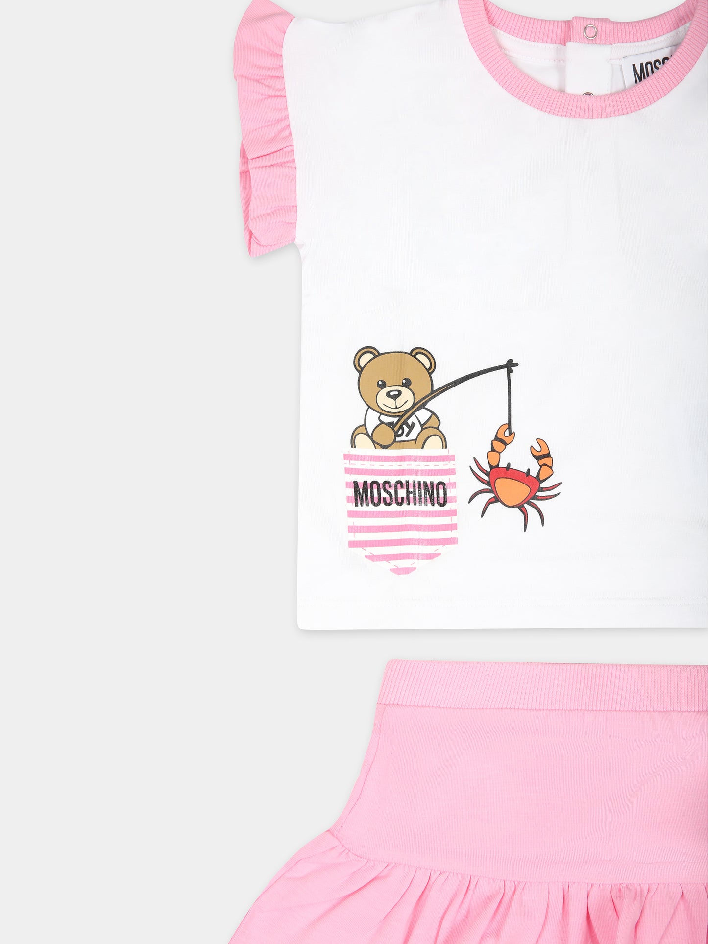 Completo rosa per neonata con Teddy Bear,Moschino Kids,MDG018 LBA00 50206