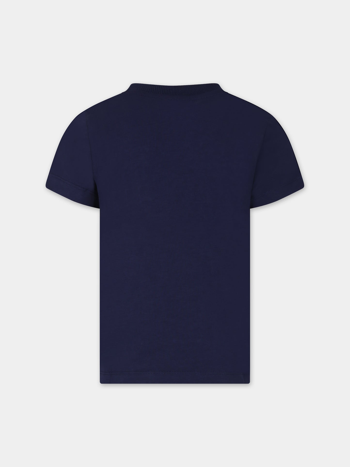 T-shirt blu per bambini con Teddy Bear e logo,Moschino Kids,HUM04K LAA02 40016