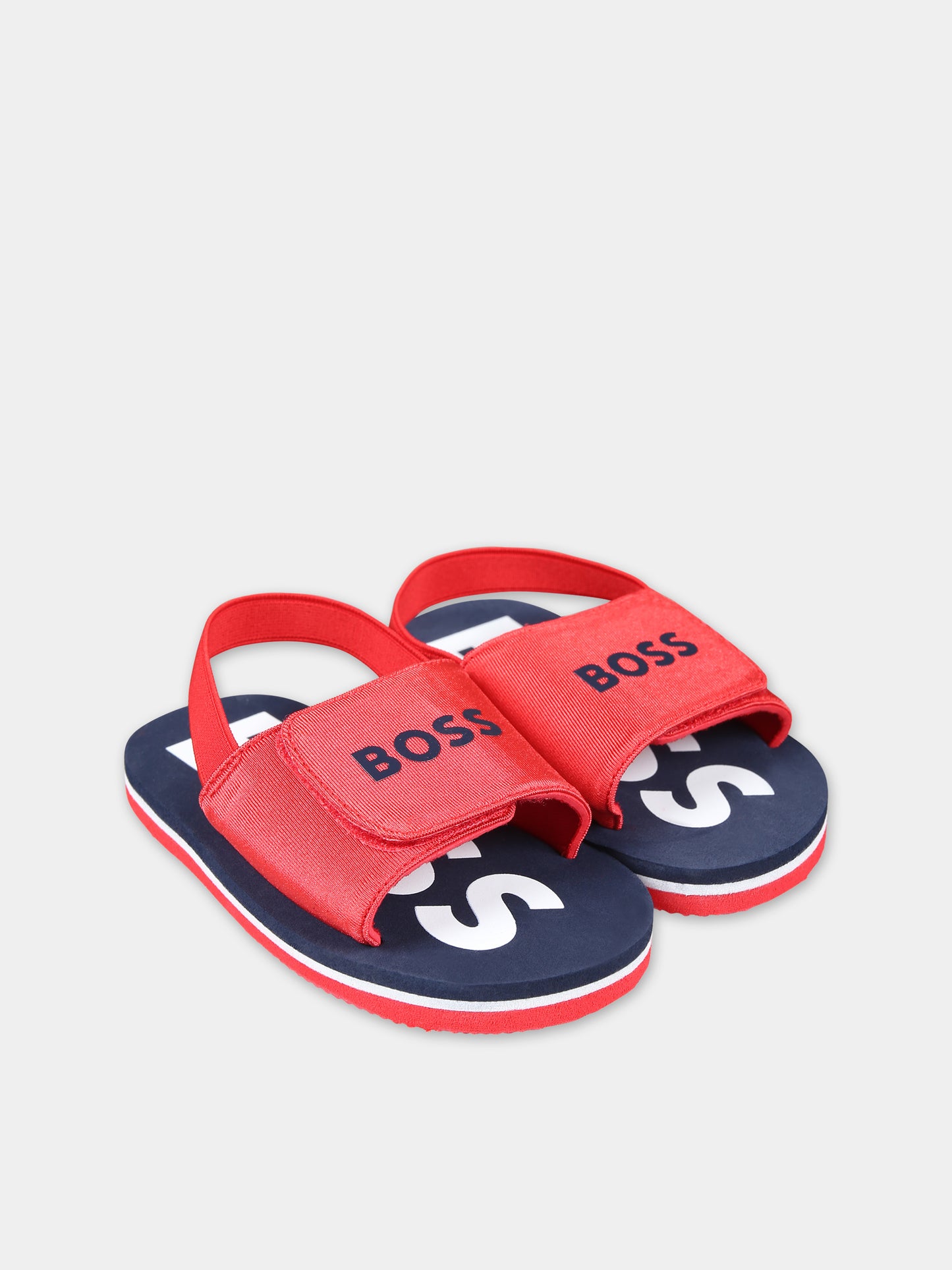 Sandali rossi per bambino con logo,Boss,J50889 997