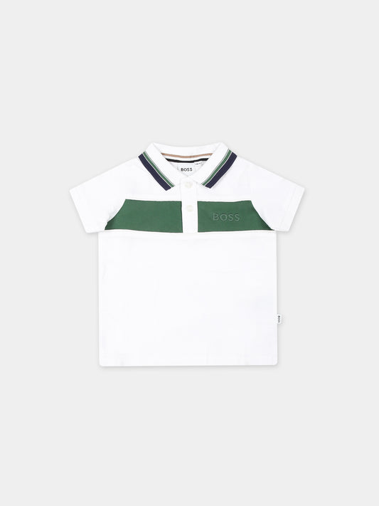 Polo bianca per neonato con logo,Boss,J50599 10P