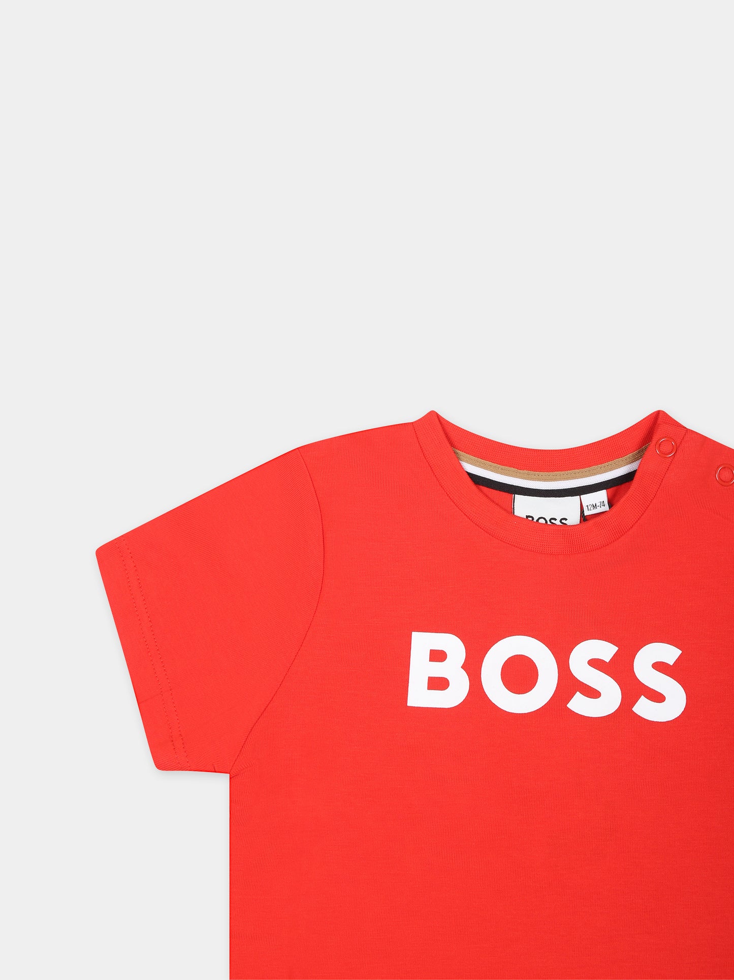 T-shirt rossa per neonato con logo,Boss,J50601 997