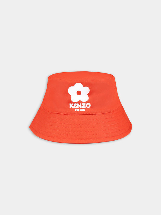 Cloche rossa per bambina con logo e fiore,Kenzo Kids,K60033 99A