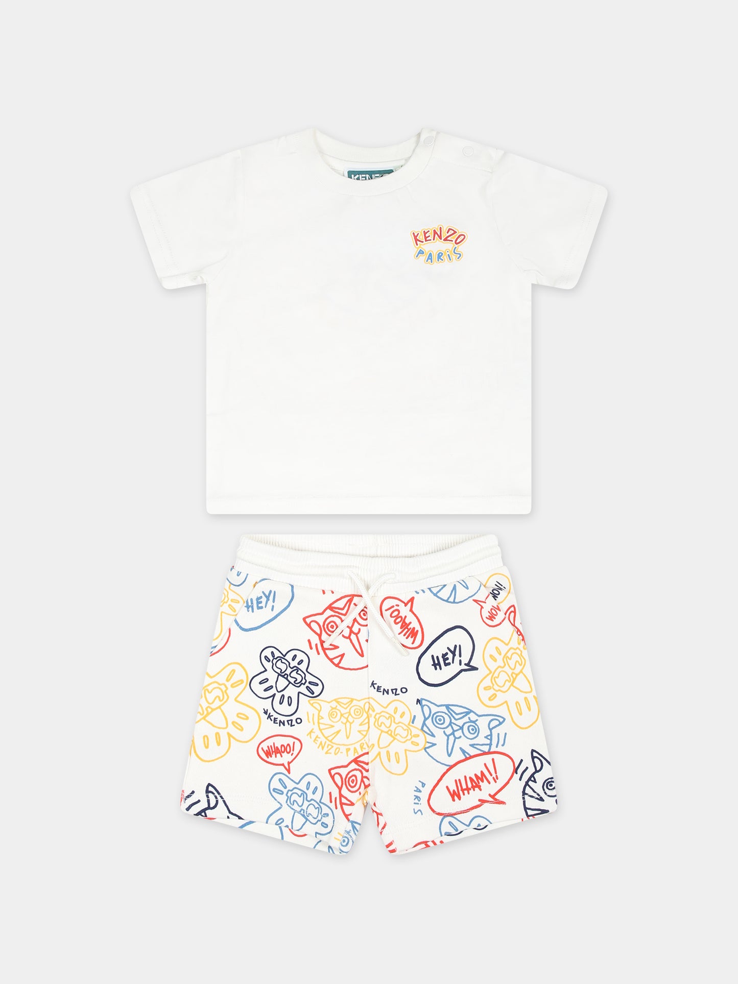 Completo avorio per neonato con stampa e logo,Kenzo Kids,K60140 12P
