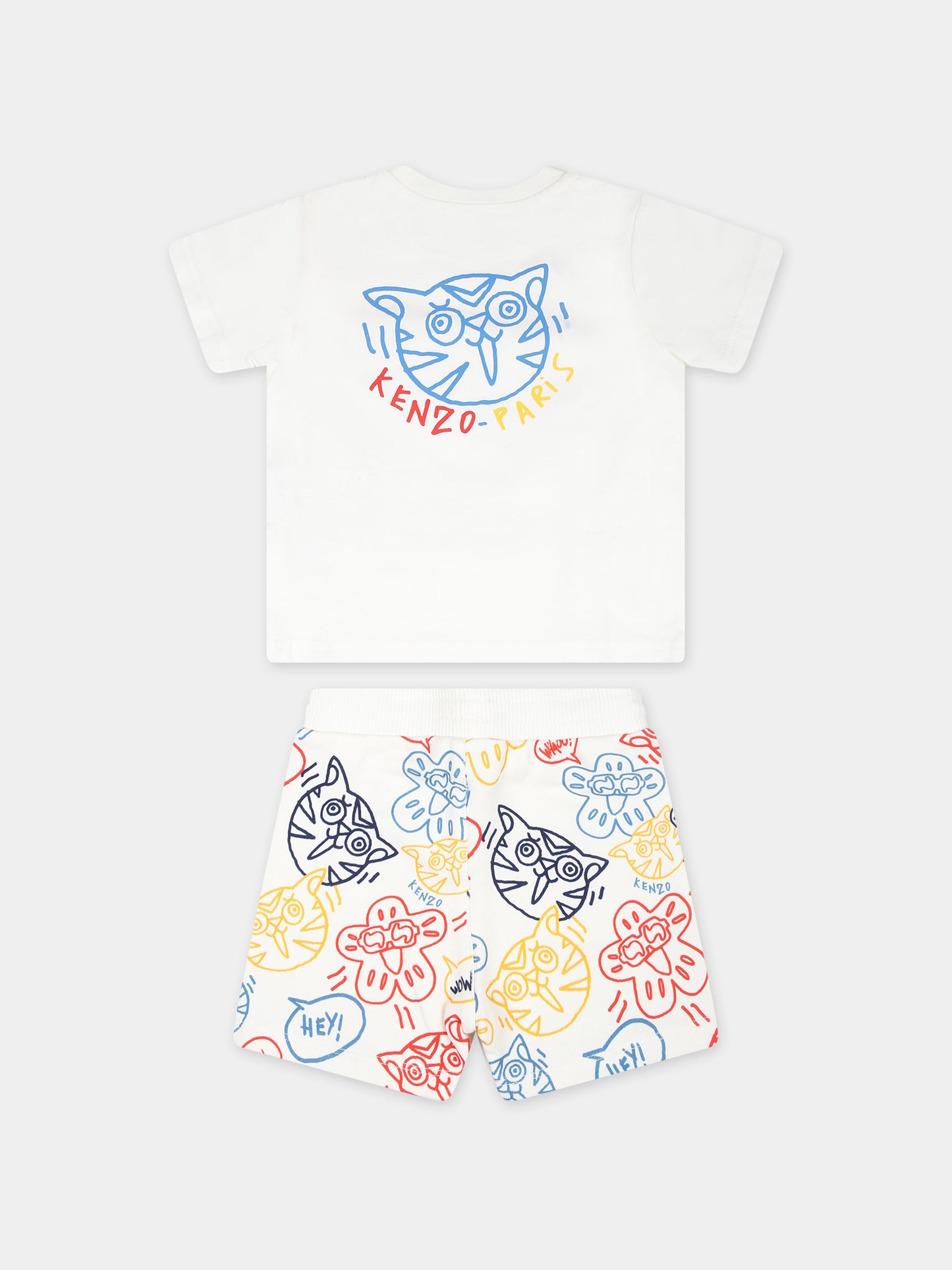 Completo avorio per neonato con stampa e logo,Kenzo Kids,K60140 12P