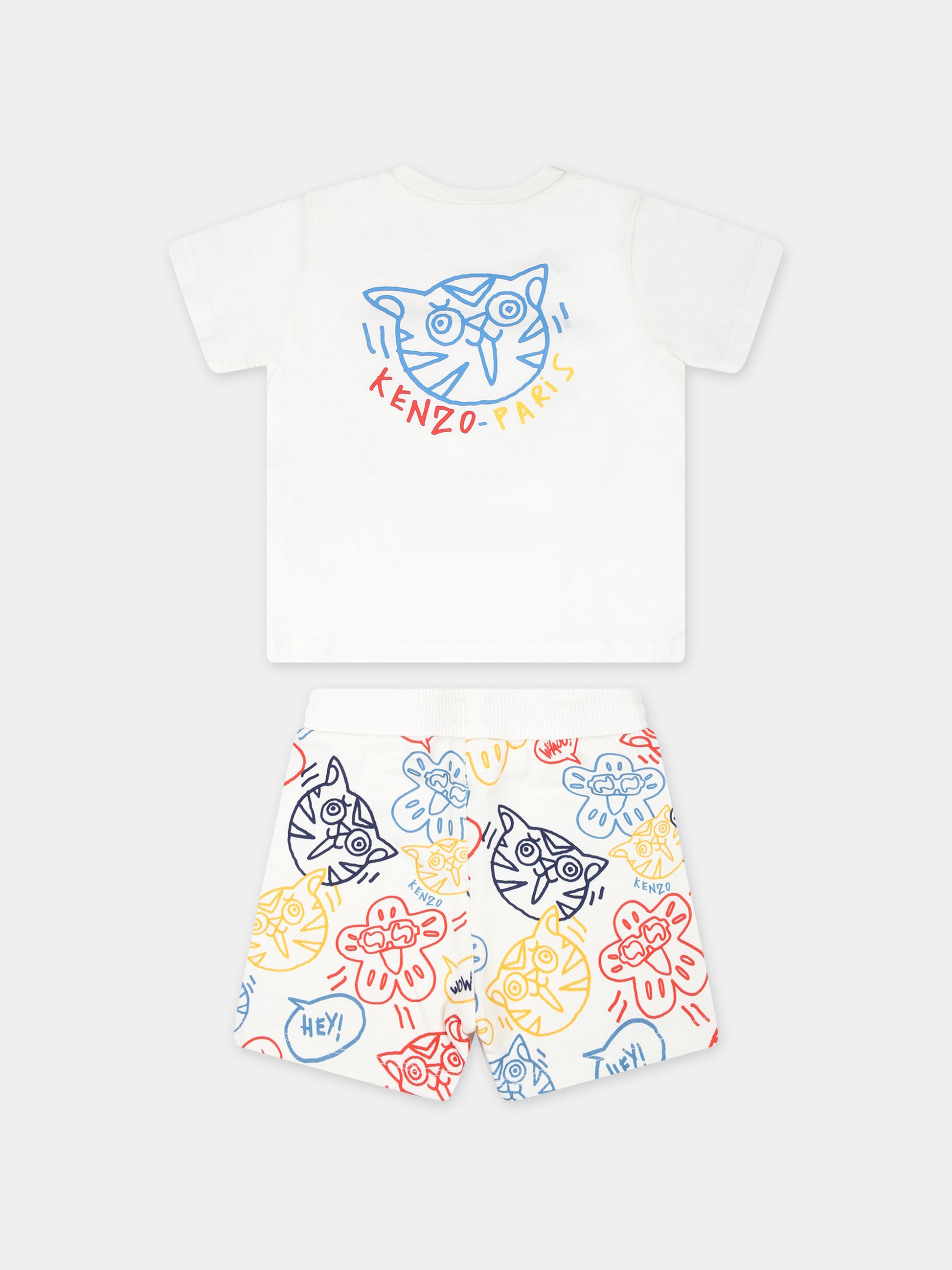 Completo avorio per neonato con stampa e logo,Kenzo Kids,K60140 12P