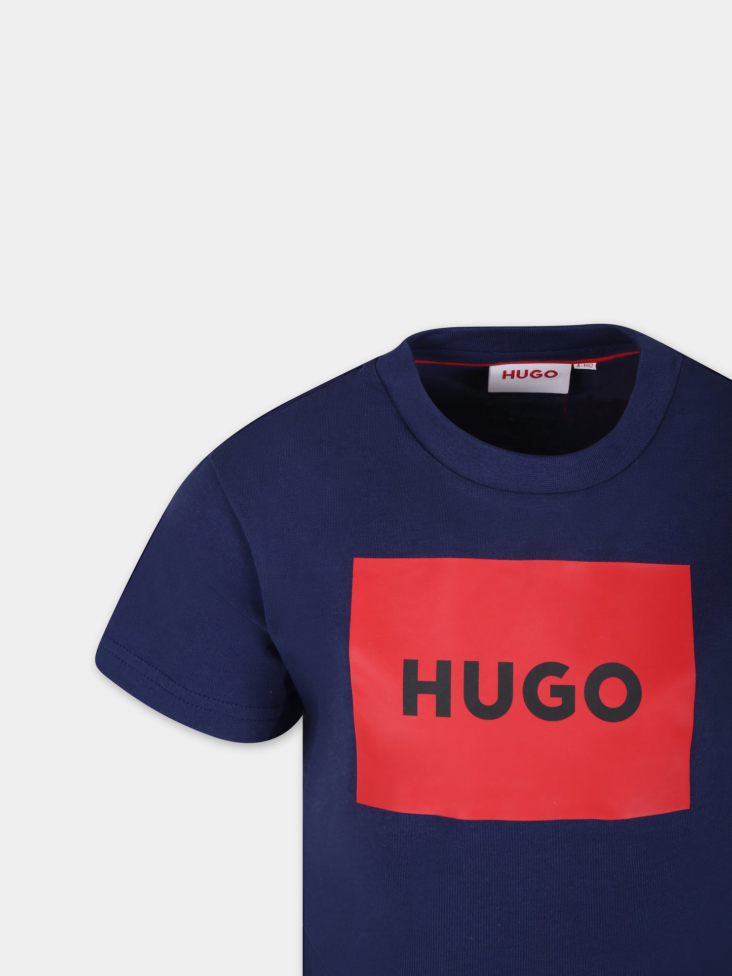 T-shirt blu per bambino con logo,Hugo,G00006 84N