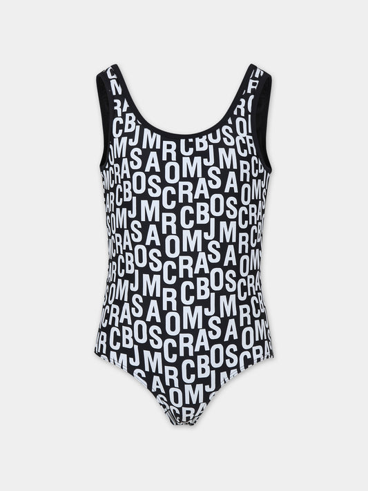 Costume intero nero per bambina con logo,Marc Jacobs,W60056 09B