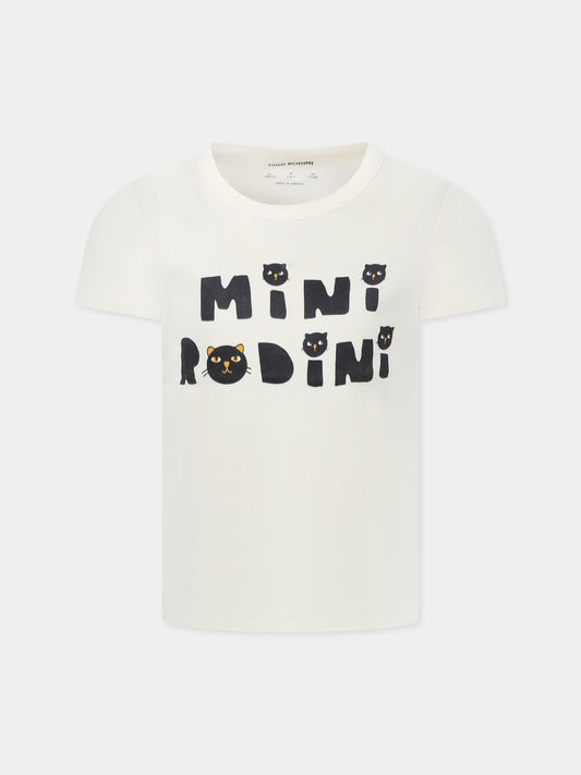 T-shirt ivoire pour enfants avec  chats