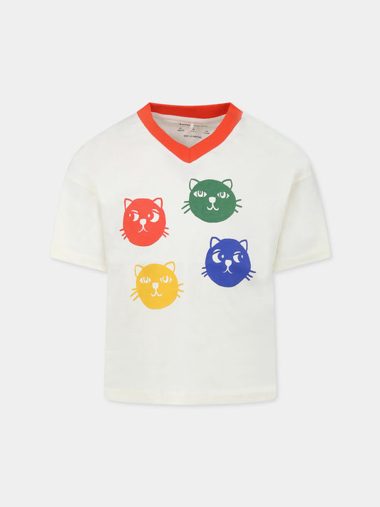 T-shirt ivoire pour enfants avec  chats