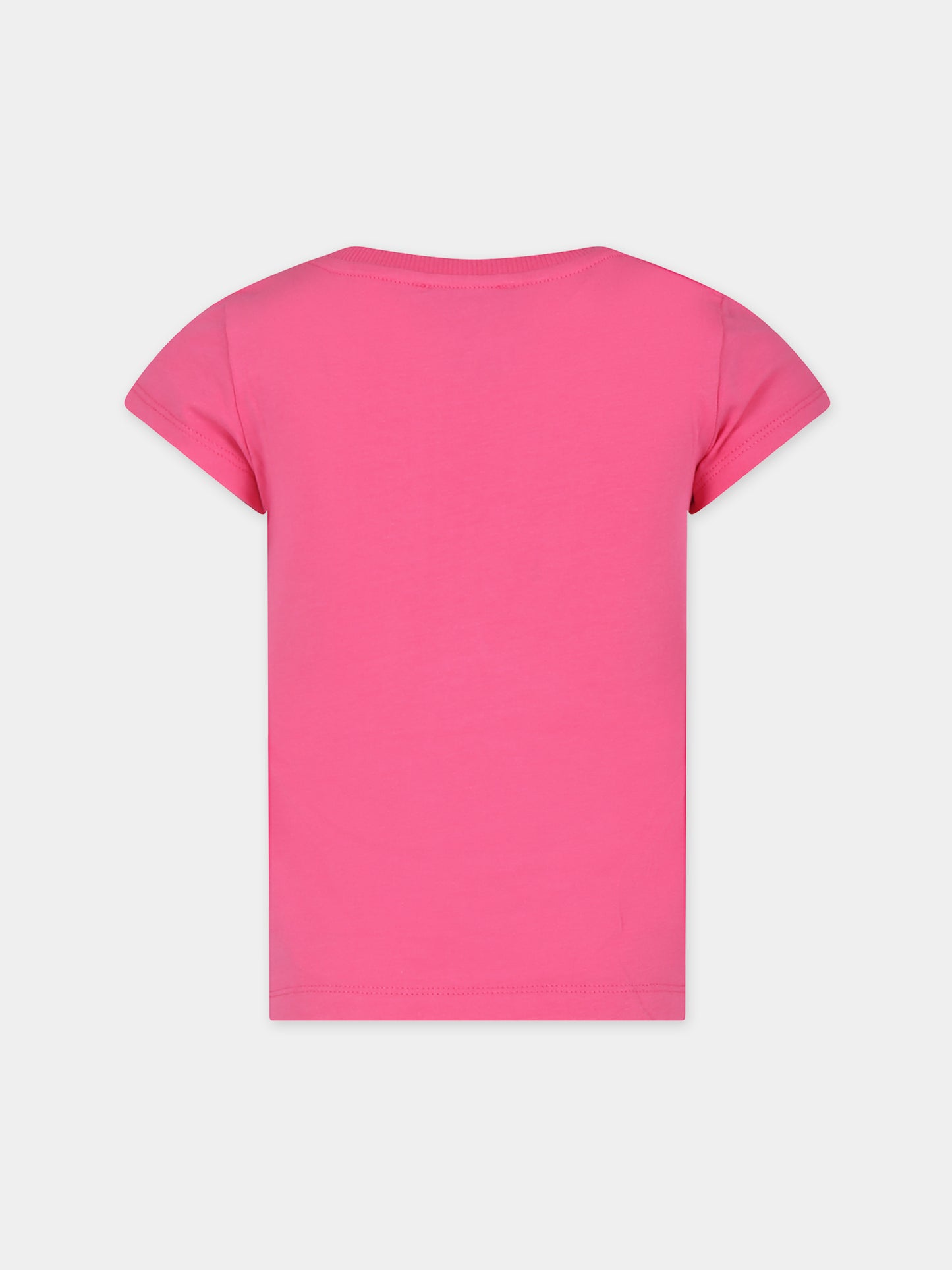 T-shirt crop fucsia per bambina con stampa logo,Moschino Kids,HDM06B LBA00 50580