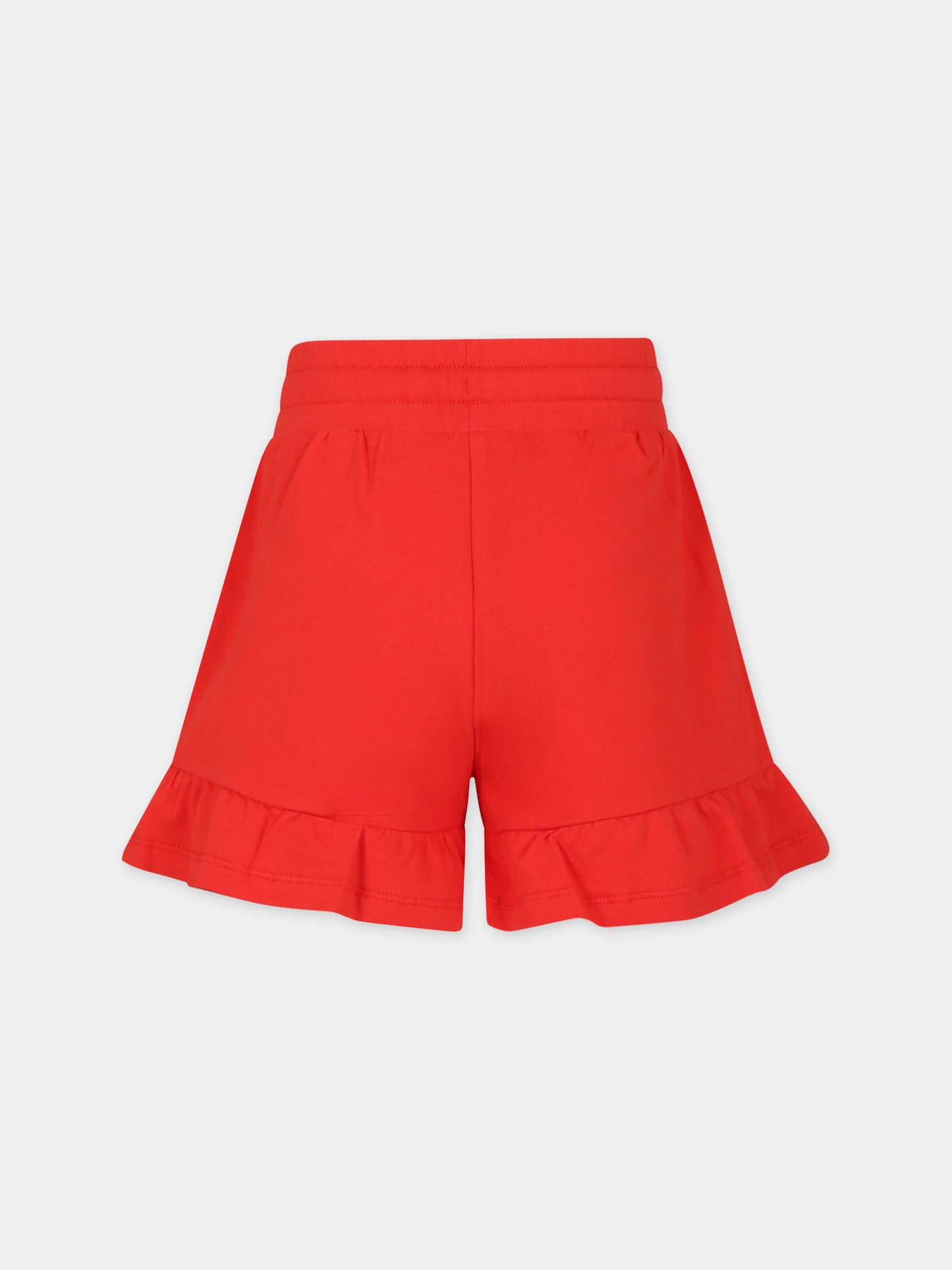 Shorts rossi per bambina con Teddy Bears e logo,Moschino Kids,HDQ014 LDA00 50109