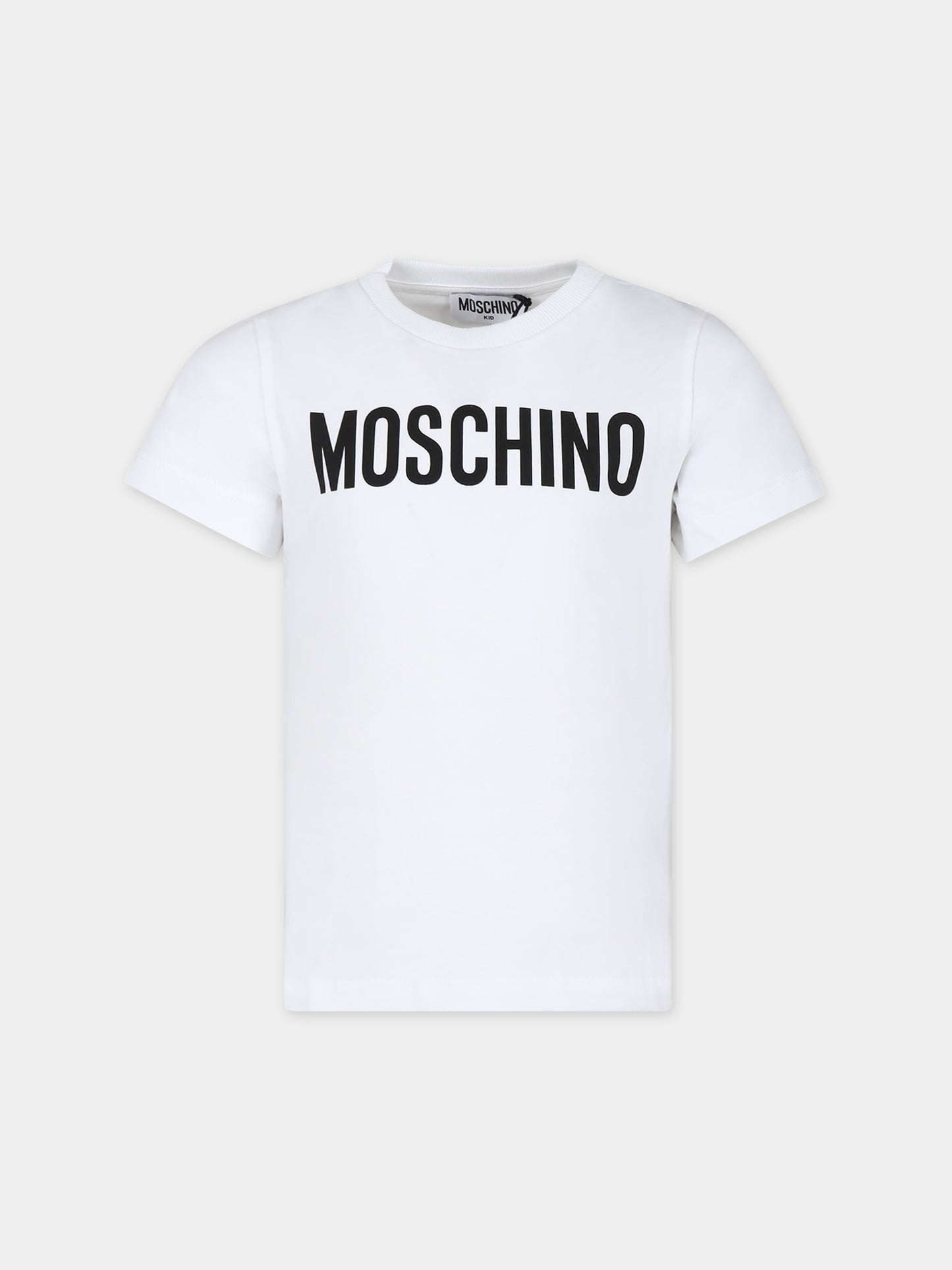 T-shirt bianca per bambini con logo,Moschino Kids,HQM03T LBA10 10101