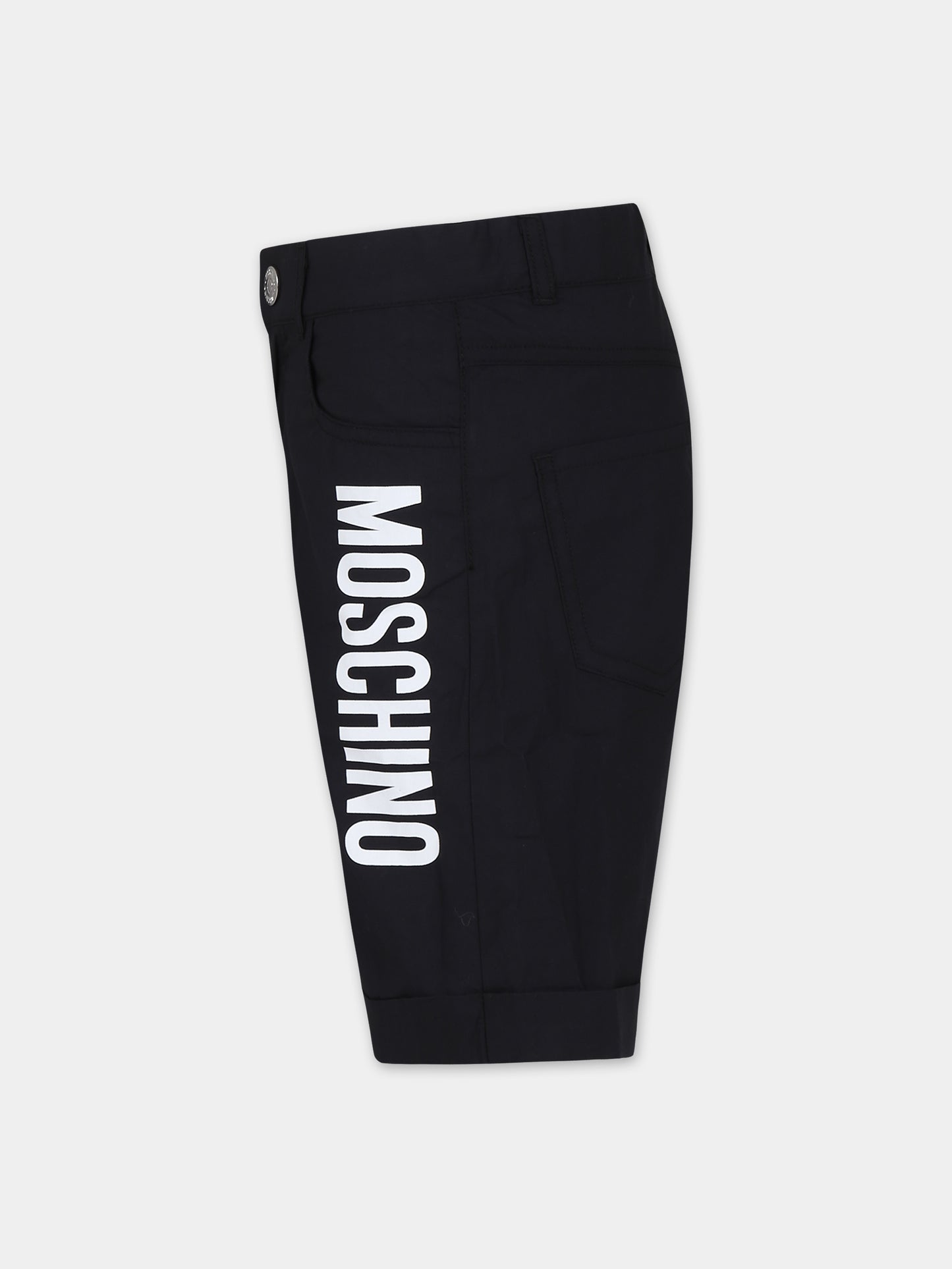 Shorts neri per bambini con logo,Moschino Kids,HUQ020 LLA11 60100