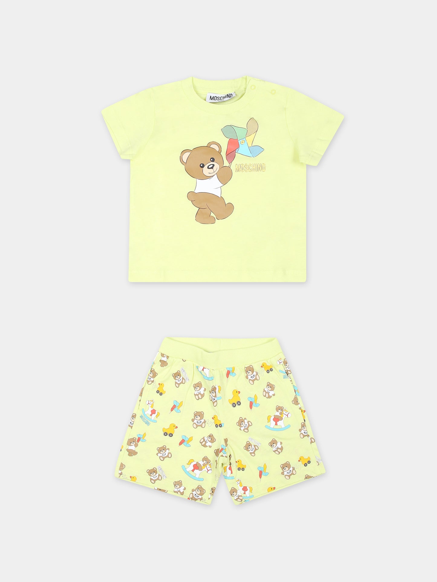 Completo giallo per neonato con Teddy Bear e girandola,Moschino Kids,MSG00M LAB92 83535