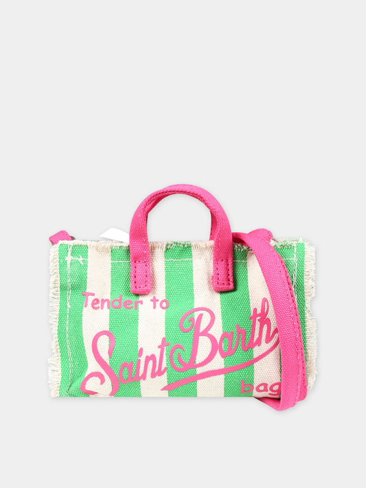 Borsa porta cellulare verde per bambina con logo,Mc2 Saint Barth,PHONE001 01517F